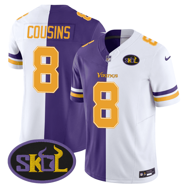 Kirk Cousins Men's Minnesota Vikings SKOL Patch Purple/ White Split Split Jersey - All Stitched