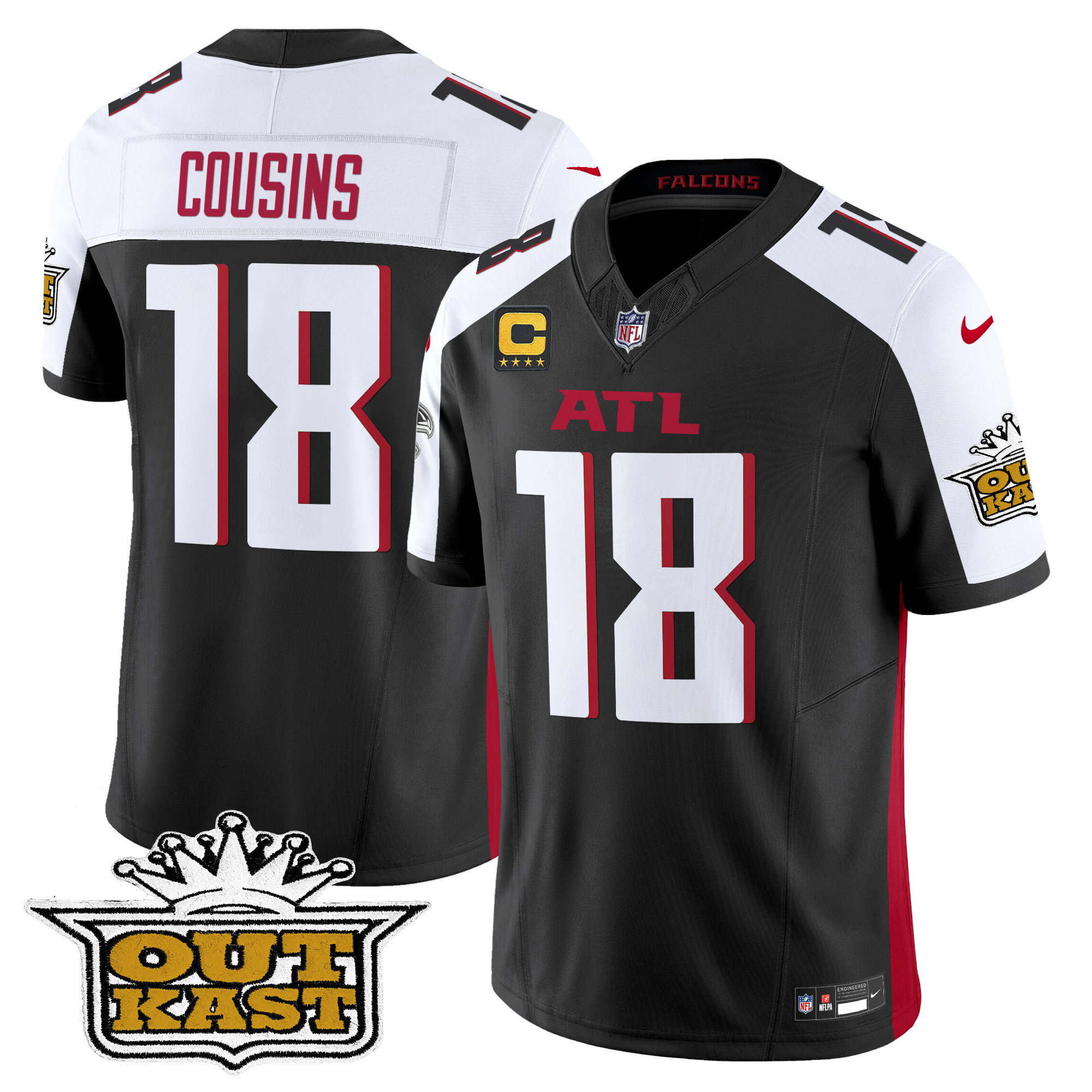Kirk Cousins Men's Outkast x Atlanta Falcons 2024 Vapor Limited Black Alternate Jersey - All Stitched