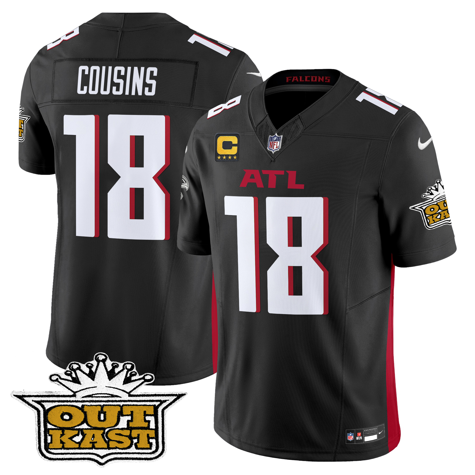 Kirk Cousins Men's Outkast x Atlanta Falcons 2024 Vapor Limited Black Jersey - All Stitched