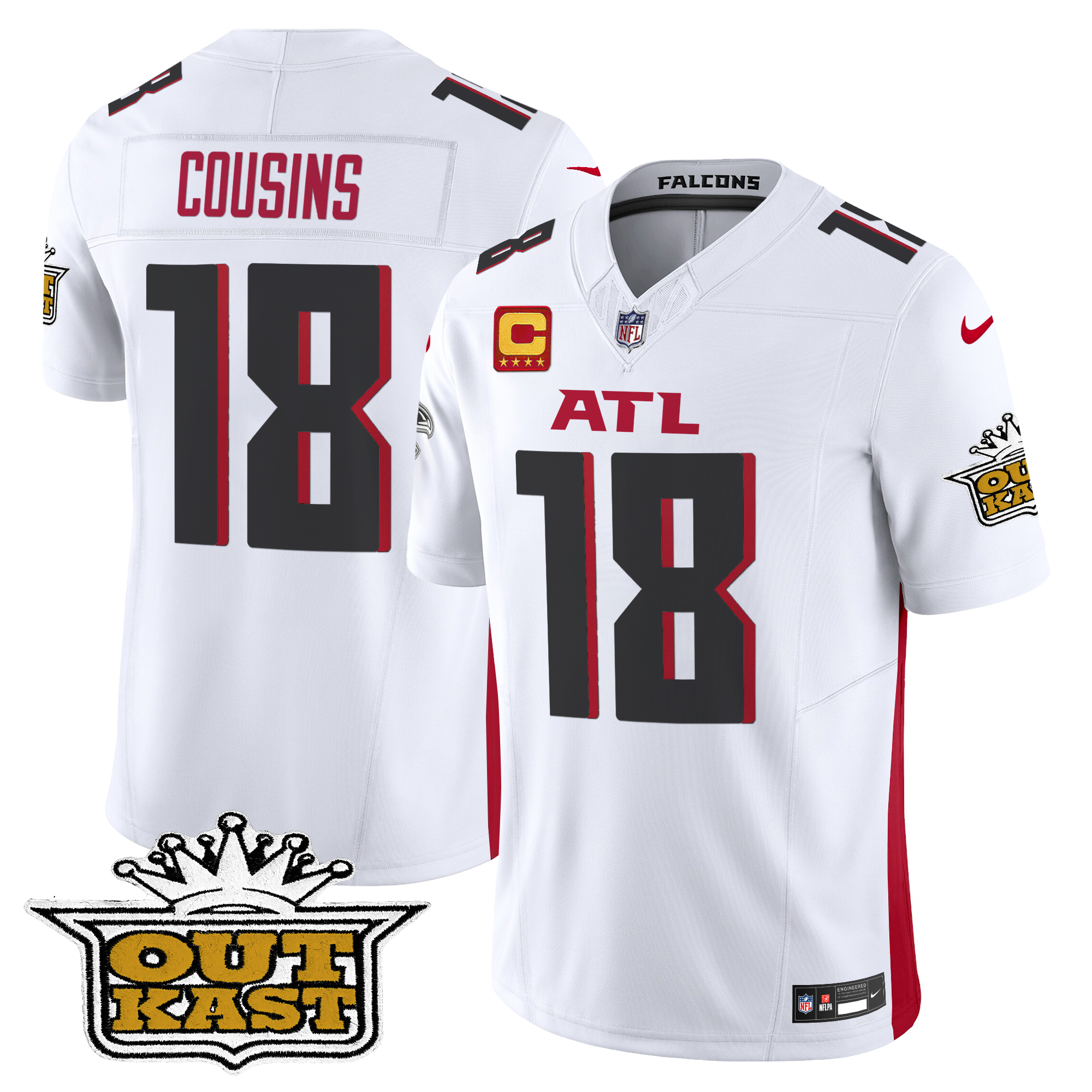 Kirk Cousins Men's Outkast x Atlanta Falcons 2024 Vapor Limited White Jersey - All Stitched