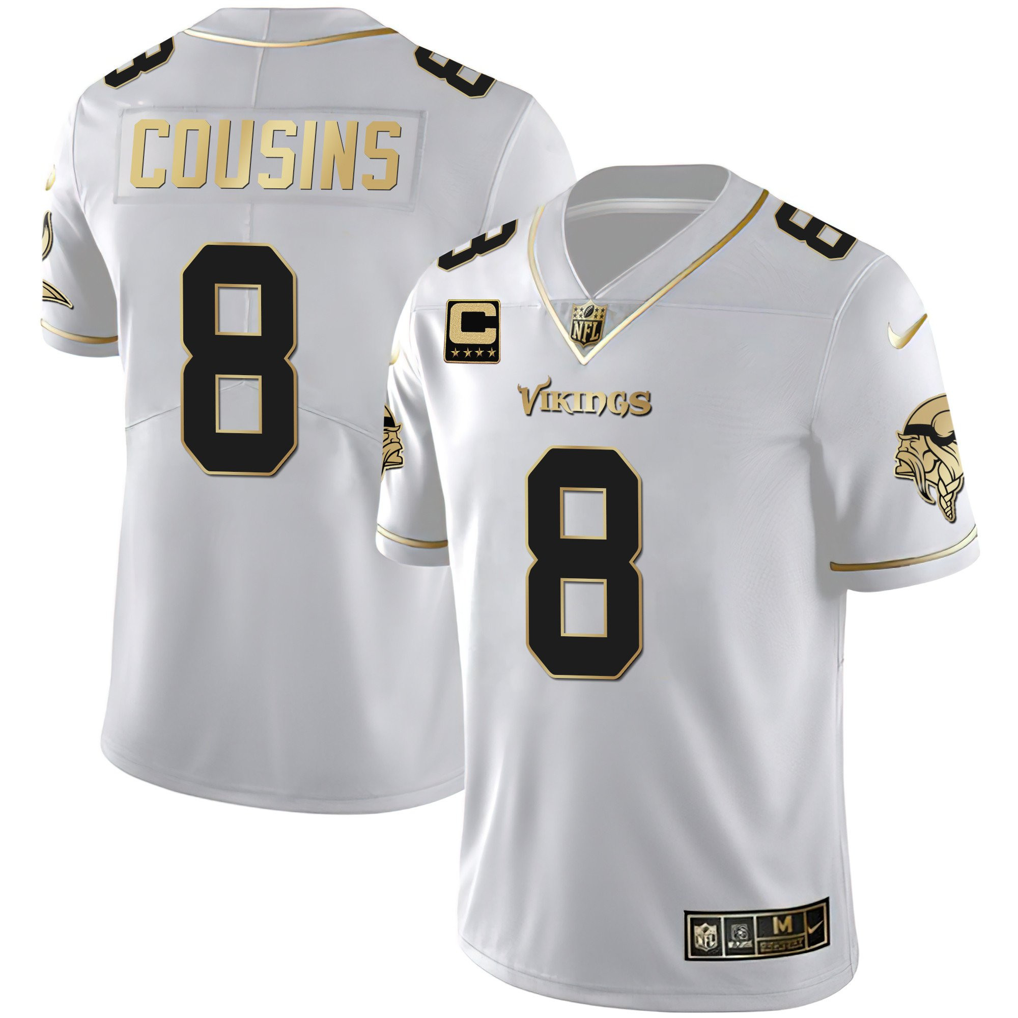 Kirk Cousins Youth's Minnesota Vikings White Gold & Black Gold White Gold Jersey - All Stitched