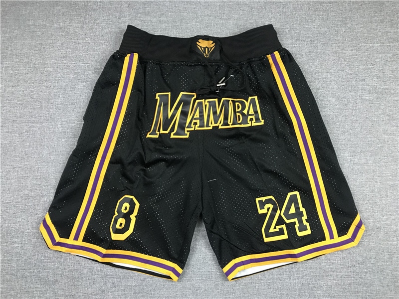 Kobe Bryant 8 24 Los Angeles Lakers MAMBA Black Shorts - Basketball Shorts Store