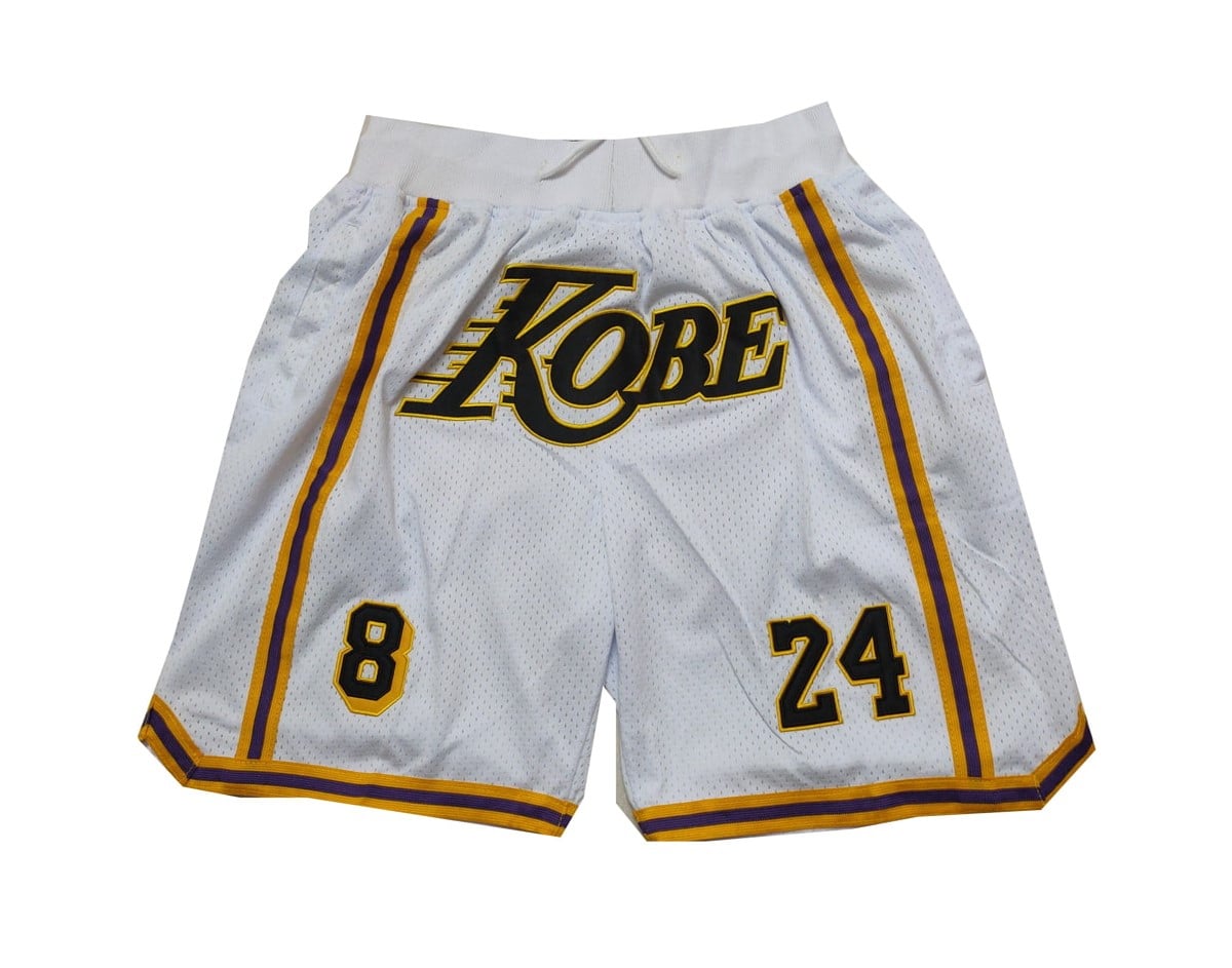 Kobe Bryant 8-24 White Los Angeles Lakers Shorts - Basketball Shorts Store