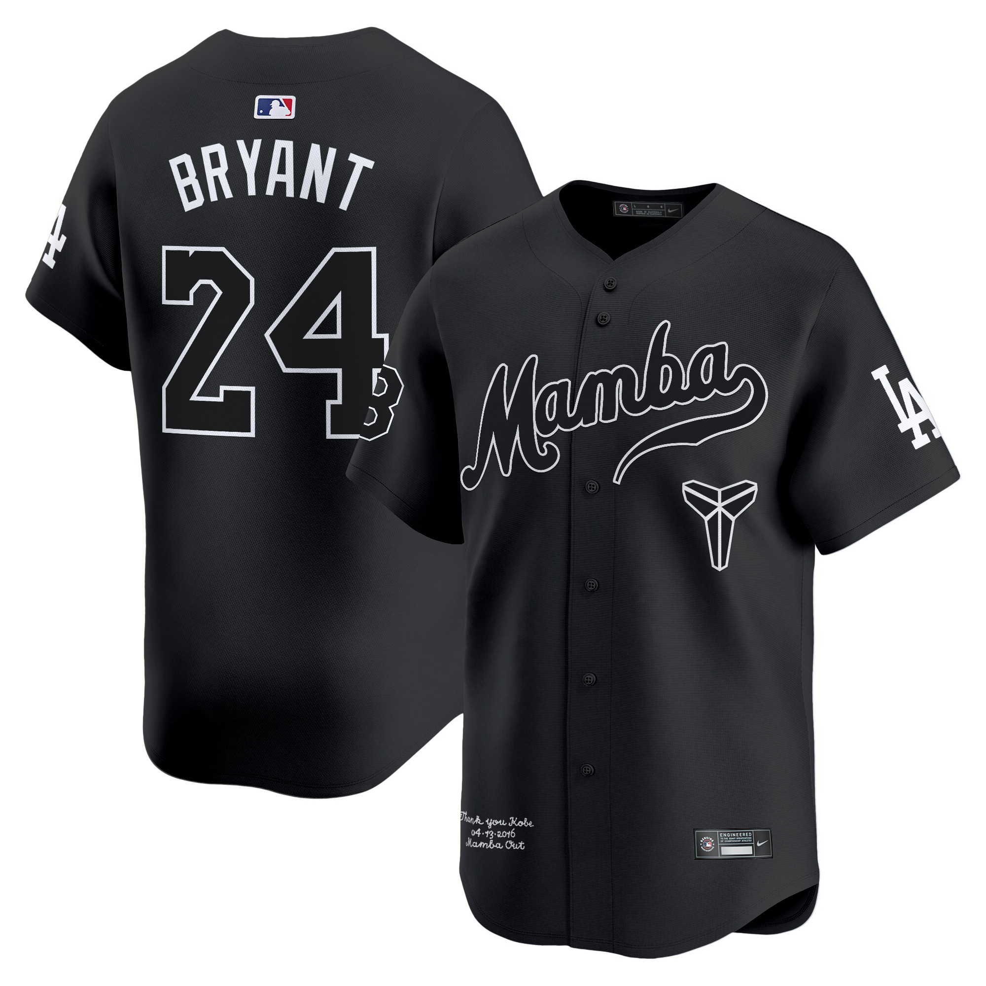Kobe Bryant Men's Los Angeles Dodgers Kobe Bryant Mamba Vapor Premier Limited Black Jersey - All Stitched