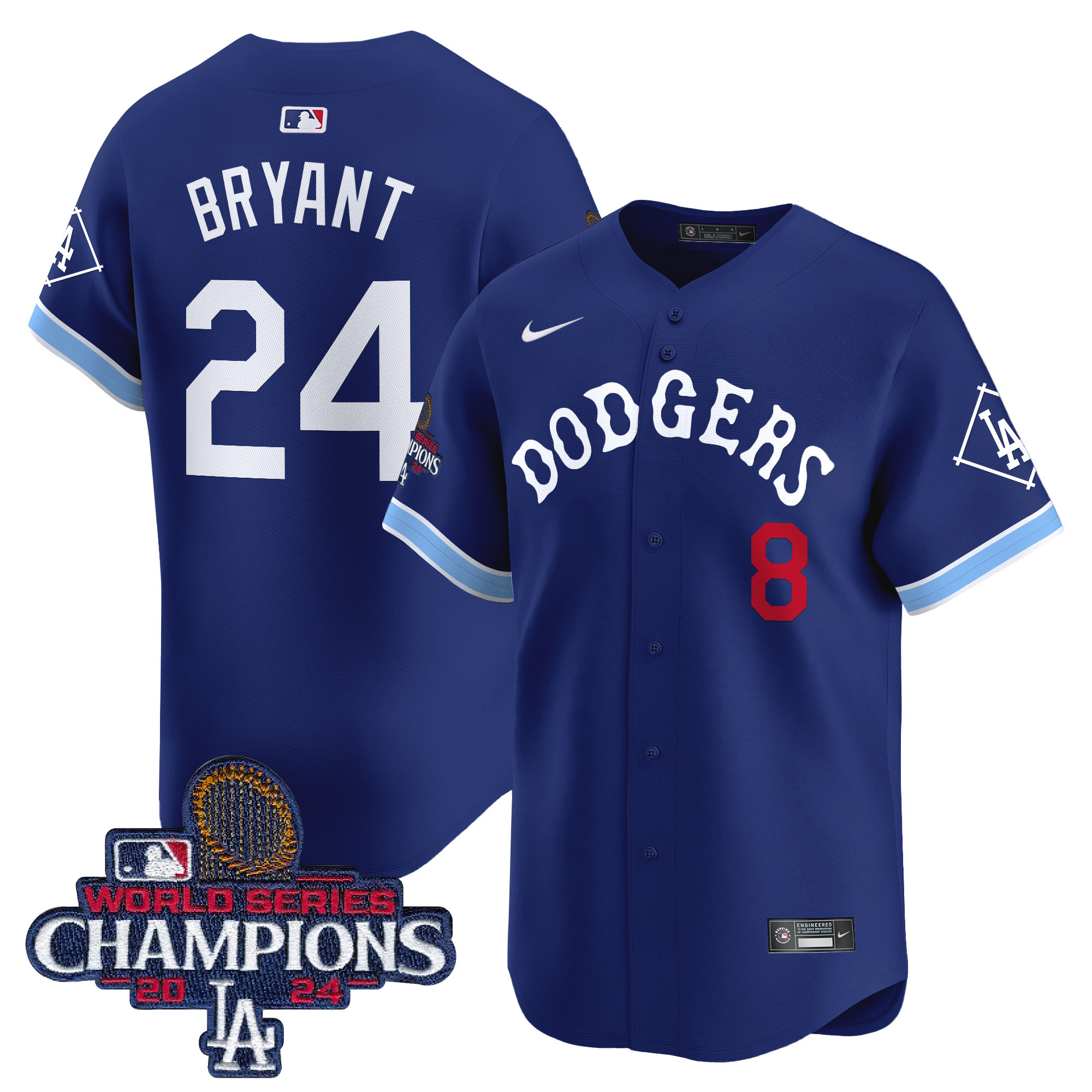 Kobe Bryant Men's Los Angeles Dodgers Tribute 2024 World Series Champions Vapor Premier Limited Royal Jersey - All Stitched
