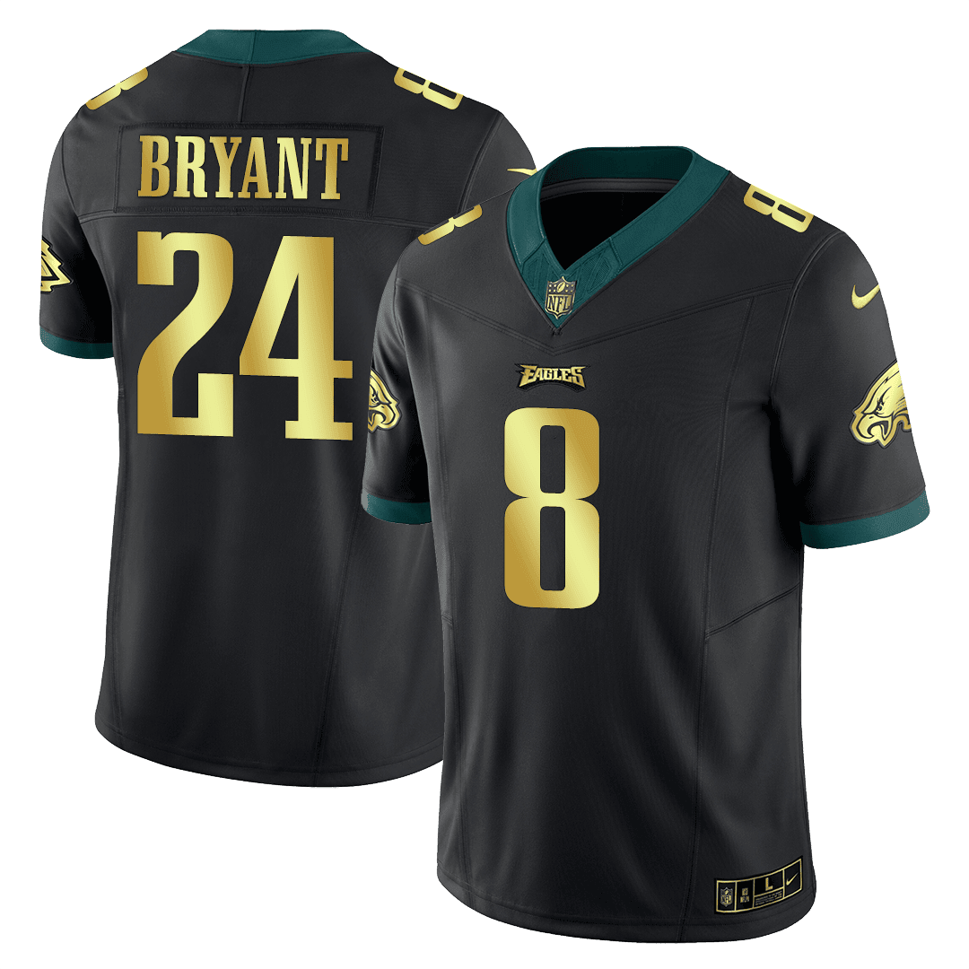 Kobe Bryant Men's Philadelphia Eagles Kobe Bryant Black Gold Black Gold Trim Jersey - All Stitched