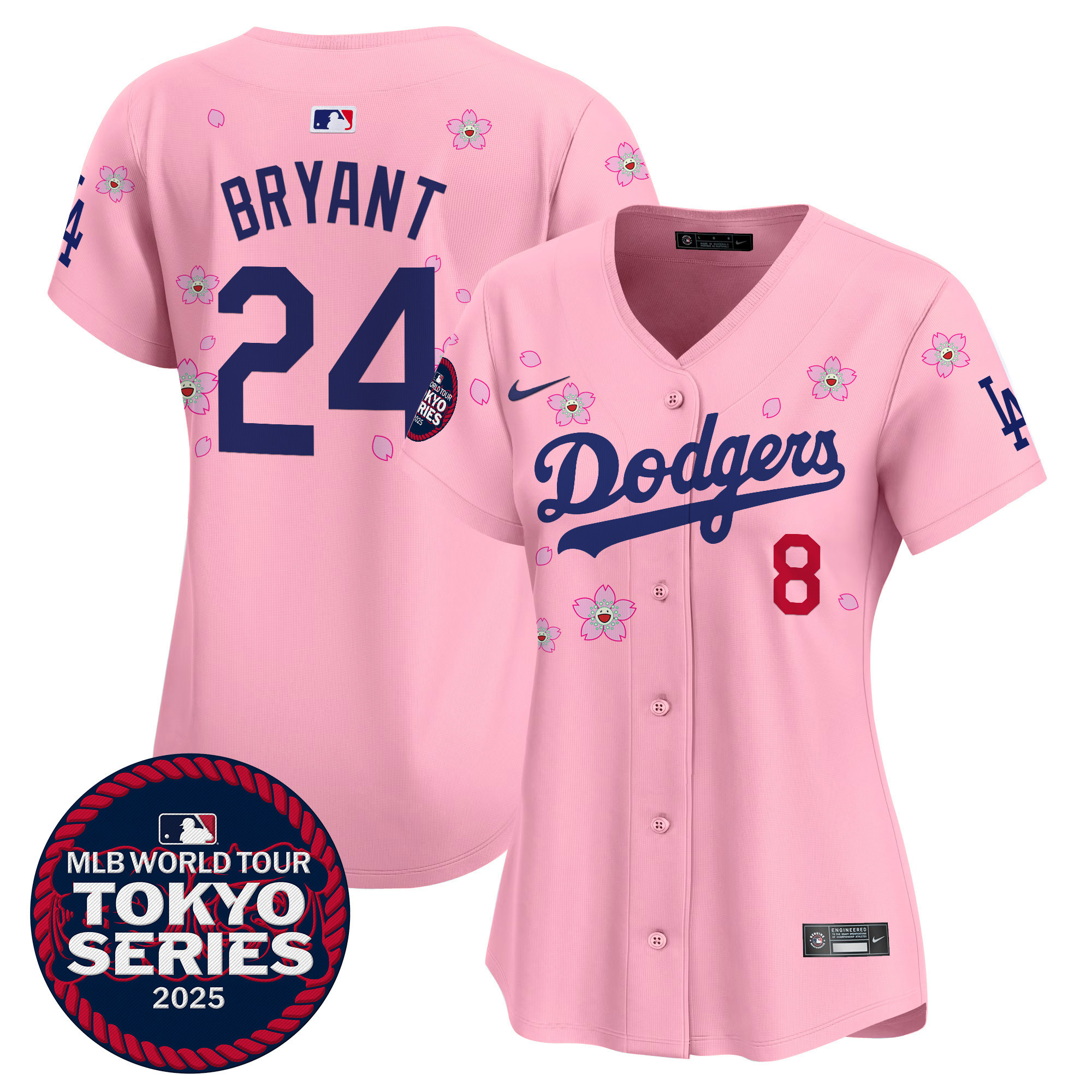 Kobe Bryant Women's Los Angeles Dodgers Tokyo Series 2025 Vapor Premier Limited Cherry Blossom Jersey - Stitched