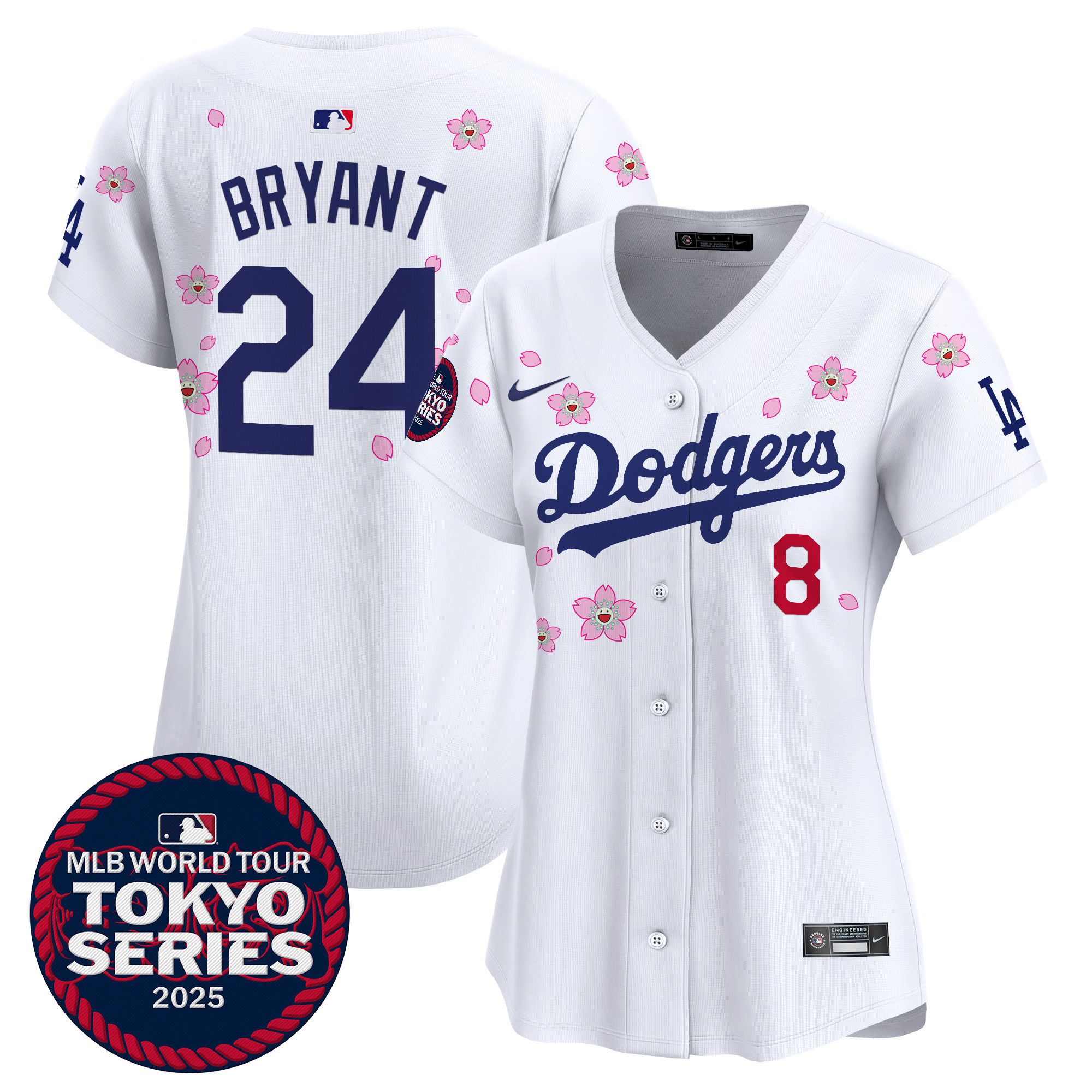 Kobe Bryant Women's Los Angeles Dodgers Tokyo Series 2025 Vapor Premier Limited White Jersey V2 - Stitched