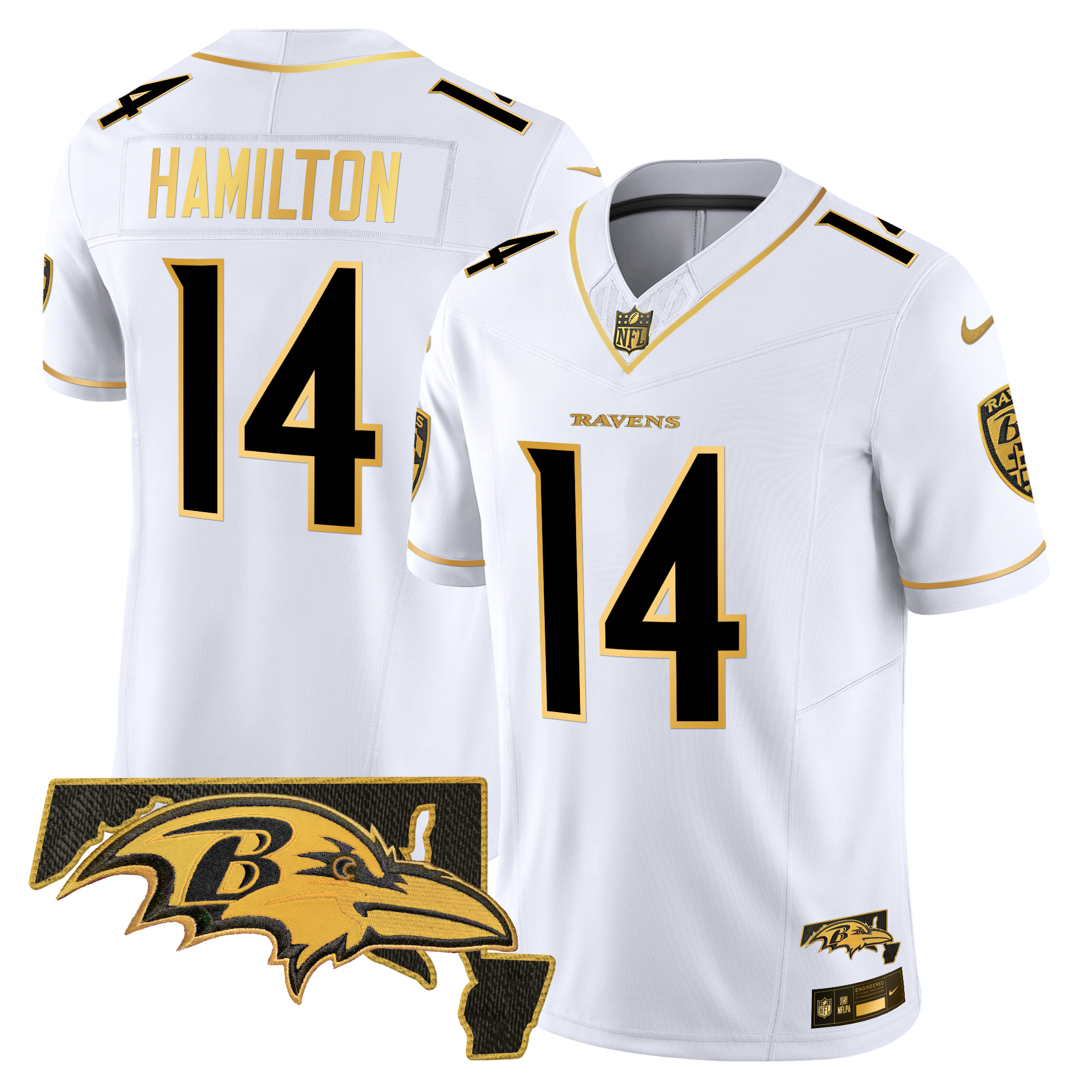 Kyle Hamilton Men's Baltimore Ravens 2024 Gold Vapor Limited White Gold Jersey - All Stitched