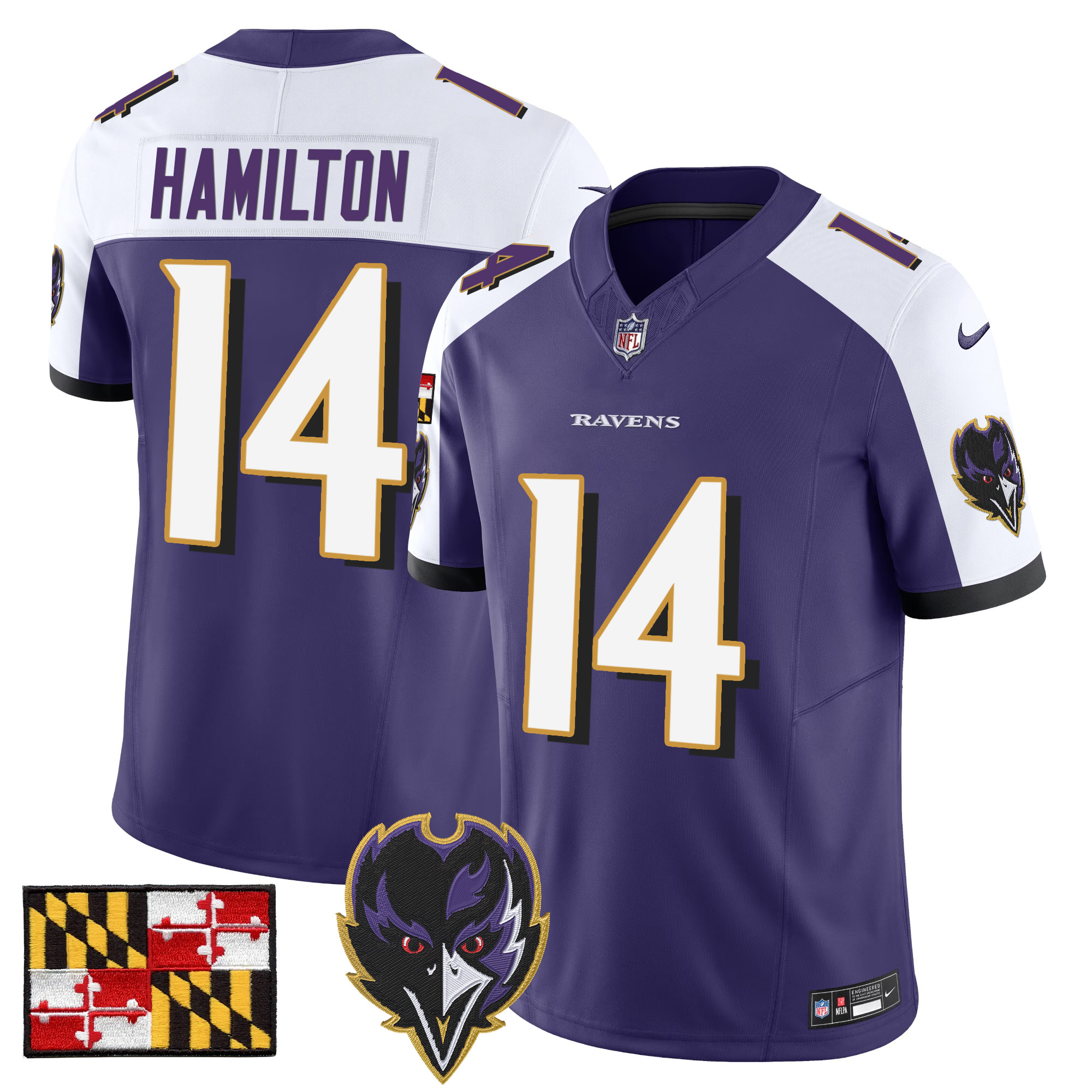 Kyle Hamilton Men's Baltimore Ravens 2024 Maryland Flag Vapor Limited Purple Alternate Jersey - All Stitched