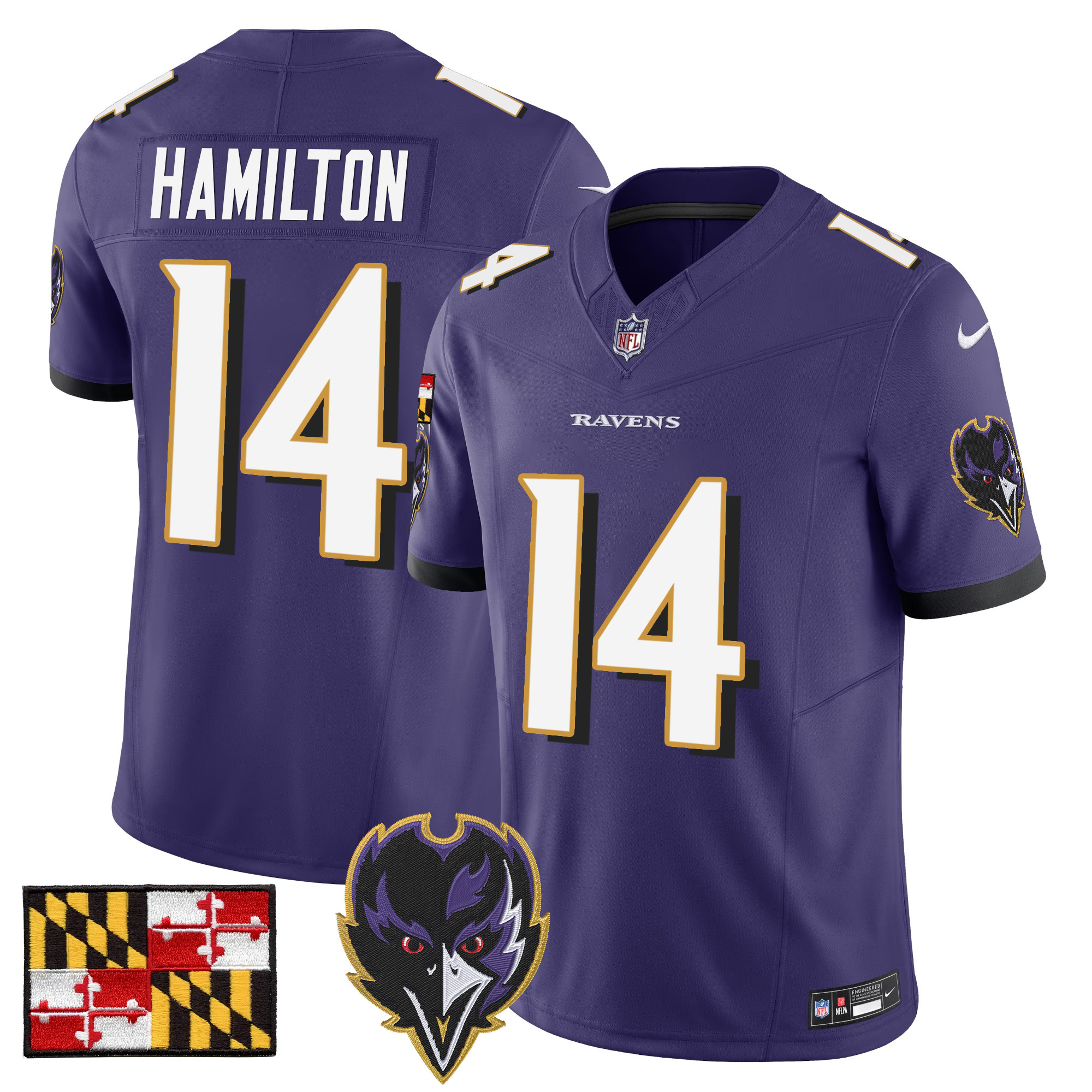 Kyle Hamilton Men's Baltimore Ravens 2024 Maryland Flag Vapor Limited Purple Jersey - All Stitched