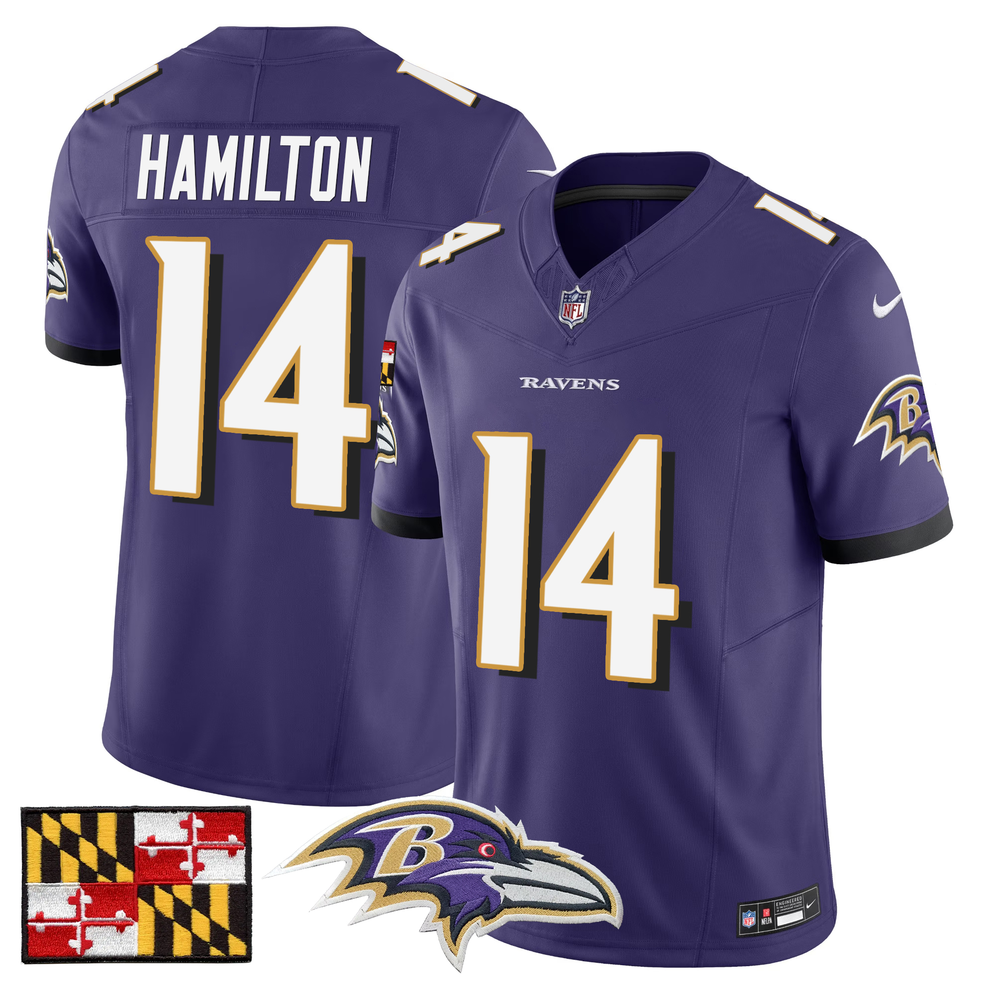 Kyle Hamilton Men's Baltimore Ravens 2024 Maryland Flag Vapor Limited Purple Jersey - All Stitched