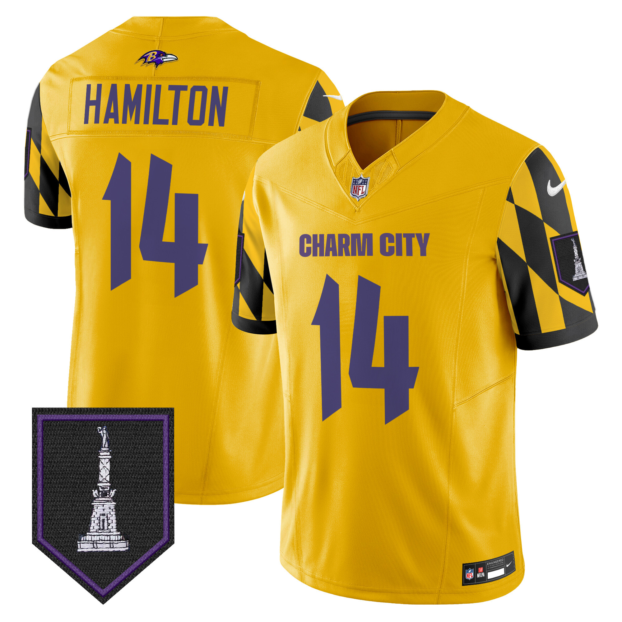 Kyle Hamilton Men's Baltimore Ravens City Edition Patch Vapor Limited Gold Jersey - All Stitched