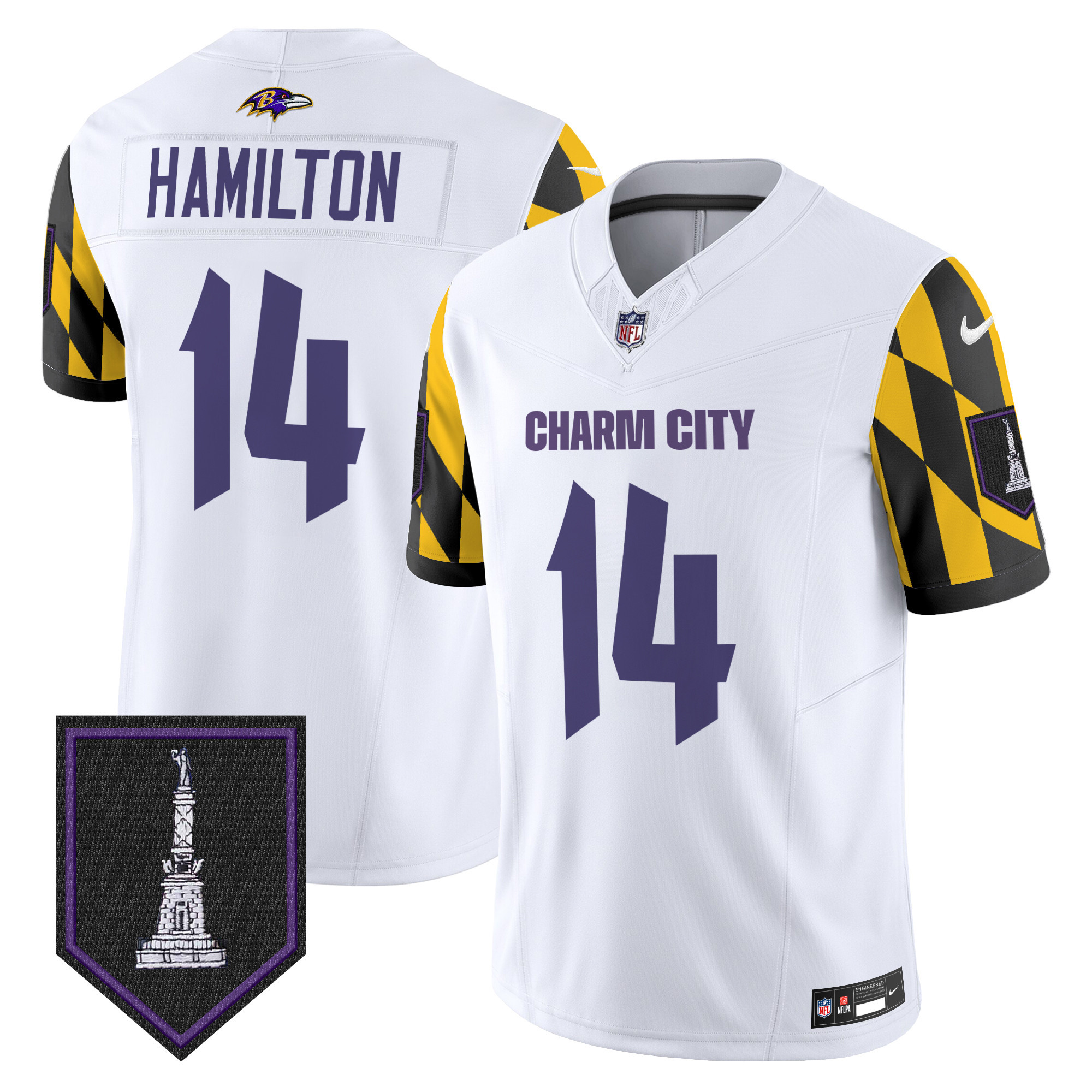Kyle Hamilton Men's Baltimore Ravens City Edition Patch Vapor Limited White Jersey - All Stitched