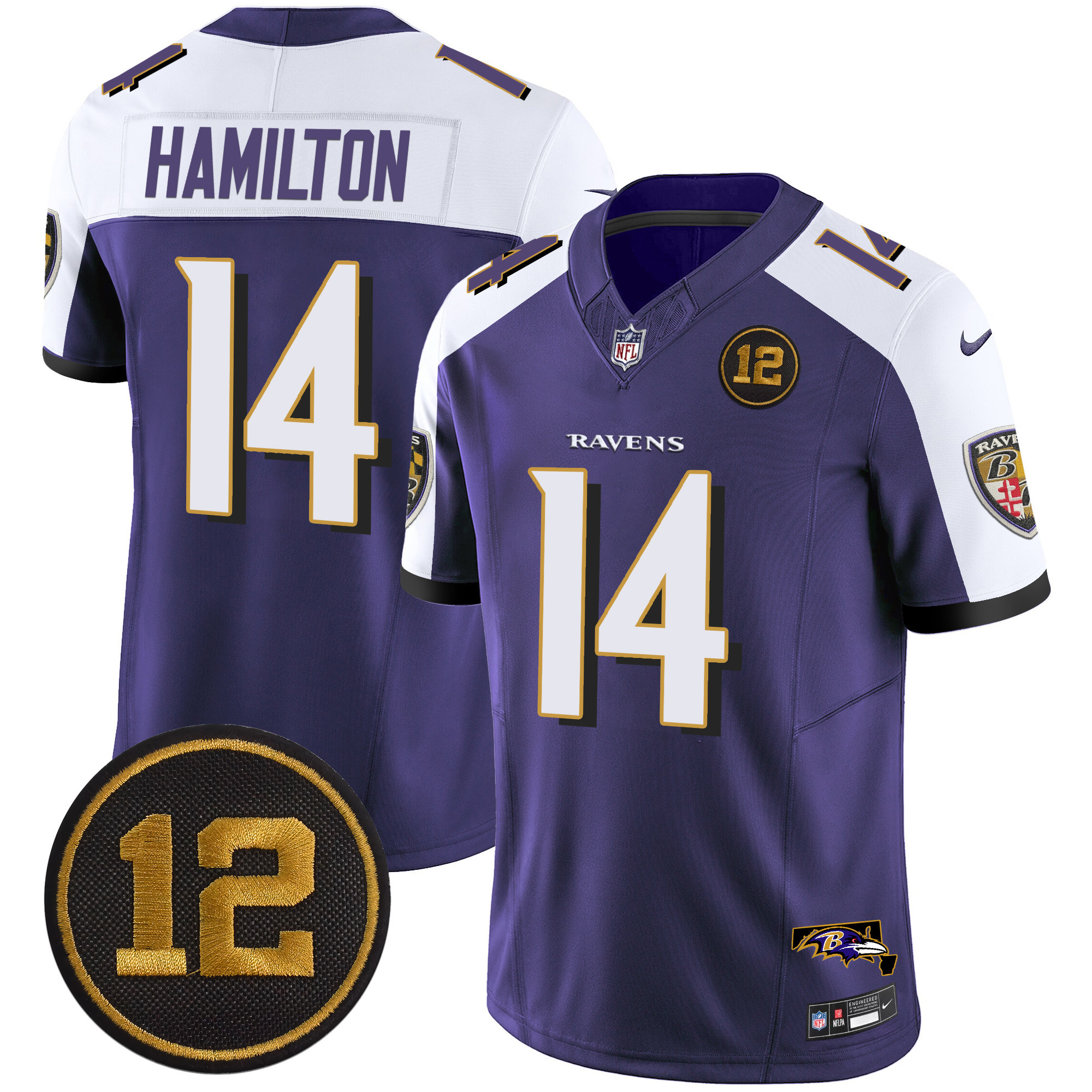Kyle Hamilton Men's Baltimore Ravens Jacoby Jones Patch Vapor Limited Purple Alternate Jersey - All Stitched