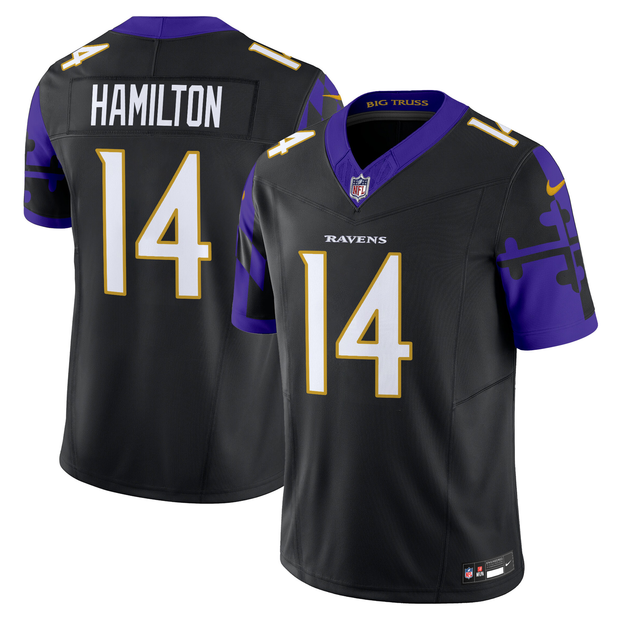 Kyle Hamilton Men's Baltimore Ravens Maryland Flag Vapor Limited Black Jersey - All Stitched