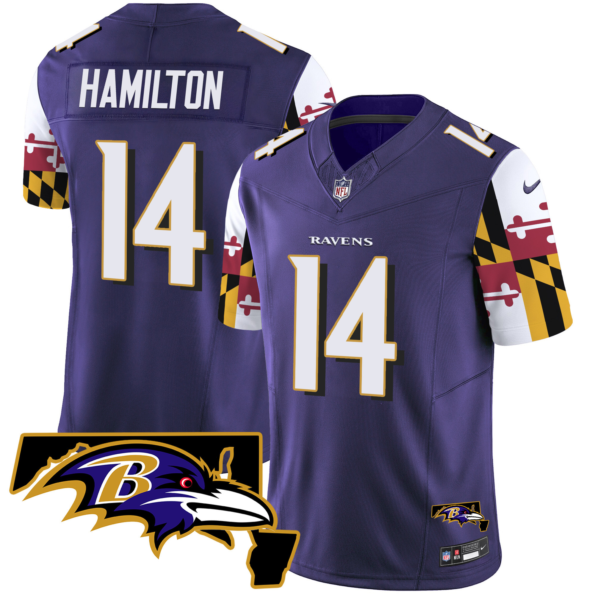 Kyle Hamilton Men's Baltimore Ravens Maryland Flag Vapor Limited Purple Jersey - All Stitched