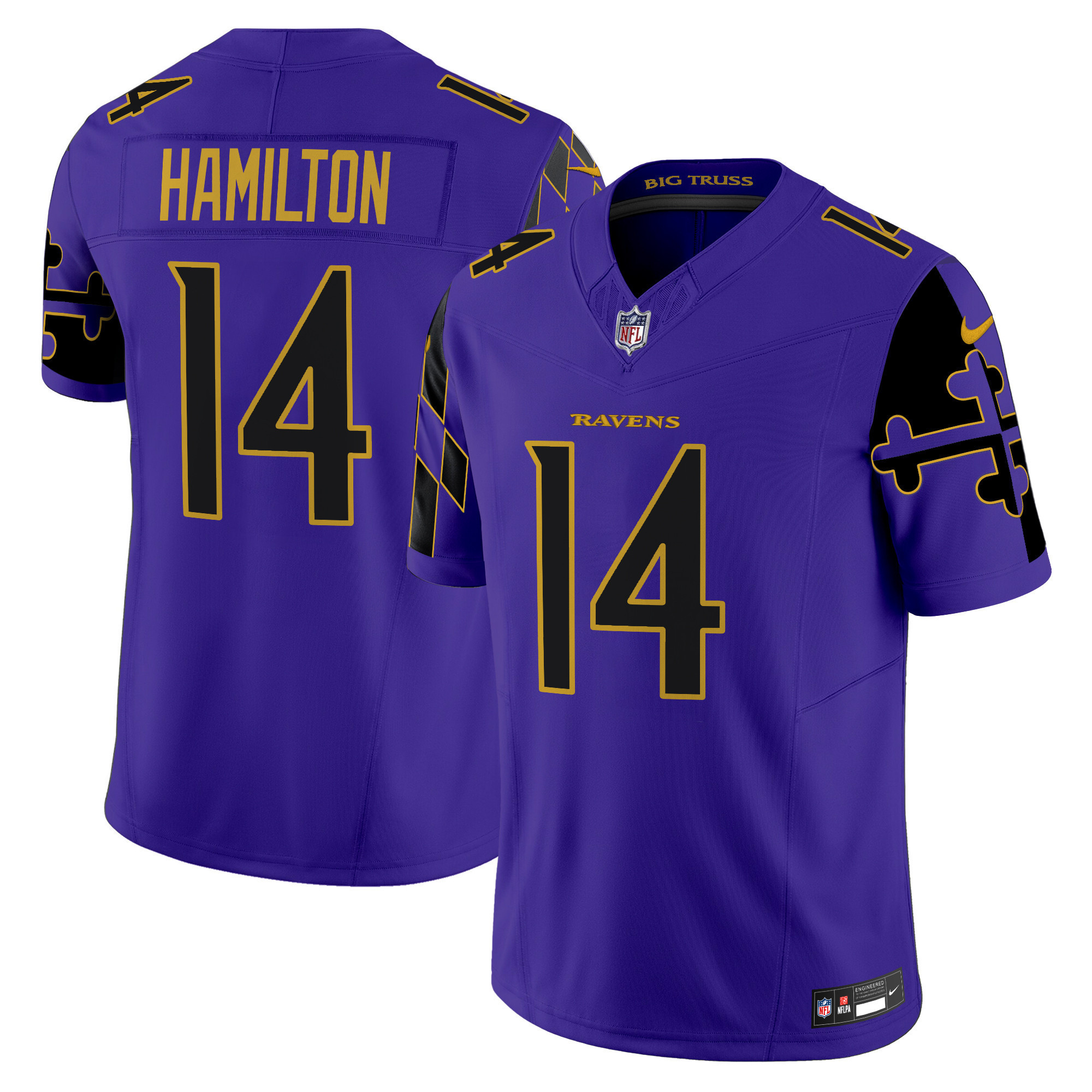 Kyle Hamilton Men's Baltimore Ravens Maryland Flag Vapor Limited Purple Limited Jersey - All Stitched