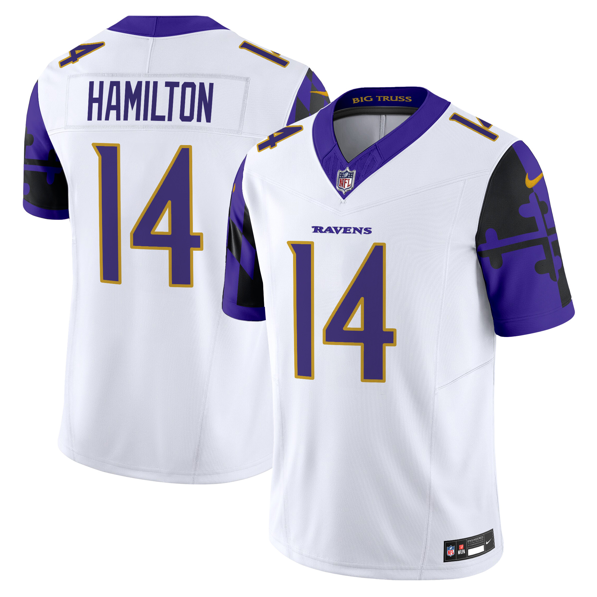 Kyle Hamilton Men's Baltimore Ravens Maryland Flag Vapor Limited White Jersey - All Stitched