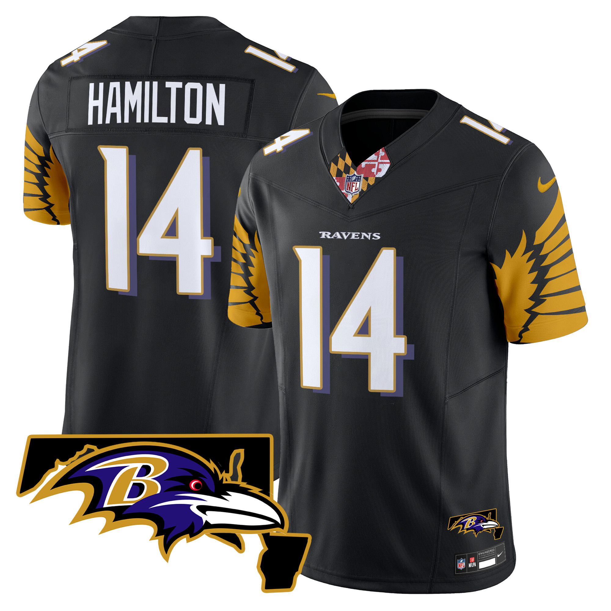 Kyle Hamilton Men's Baltimore Ravens Maryland Patch Vapor Limited Black Jersey - All Stitched