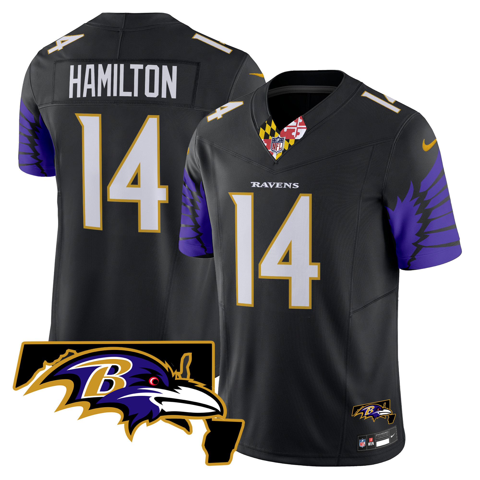 Kyle Hamilton Men's Baltimore Ravens Maryland Patch Vapor Limited Black Jersey - All Stitched