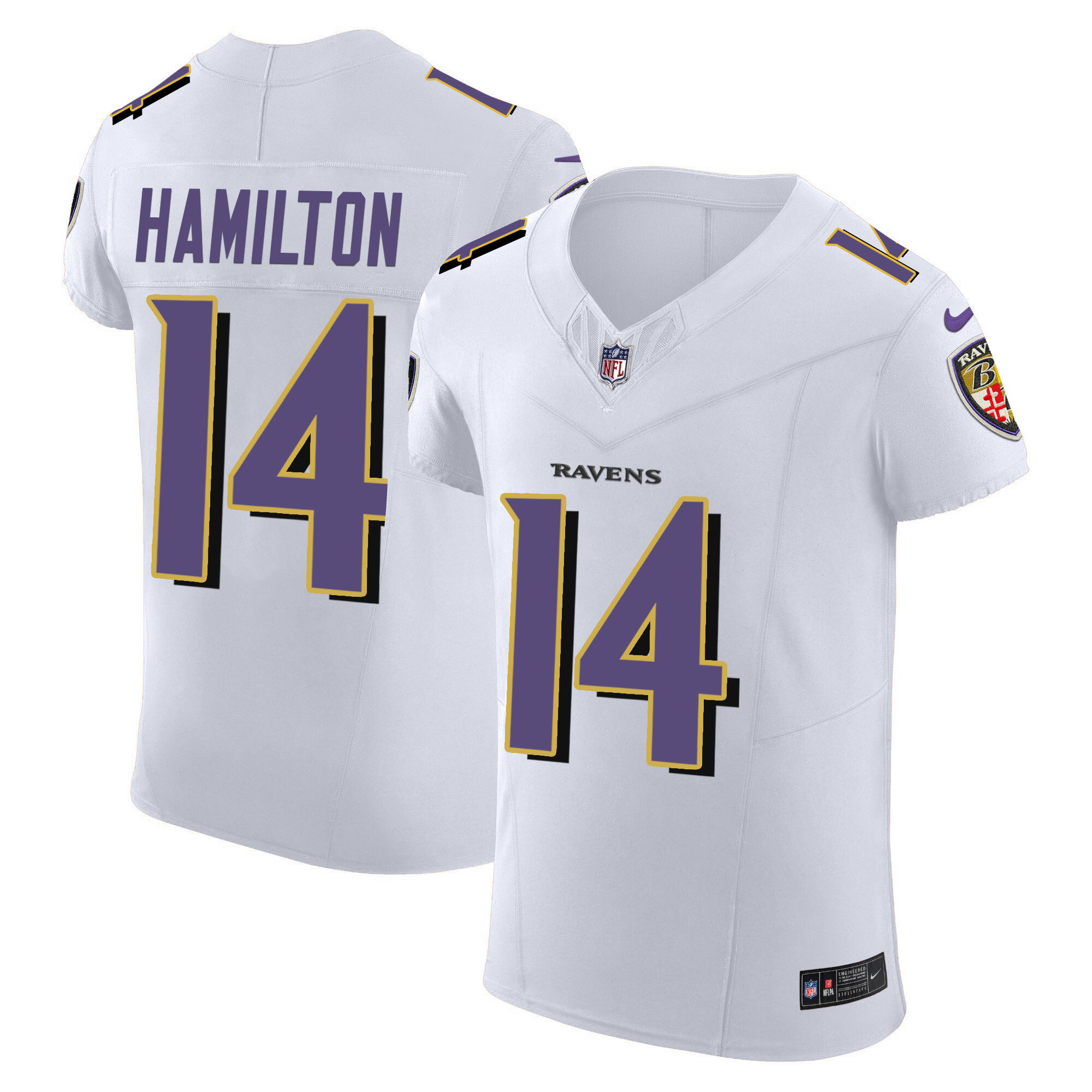 Kyle Hamilton Men's Baltimore Ravens Vapor Elite White Jersey - All Stitched