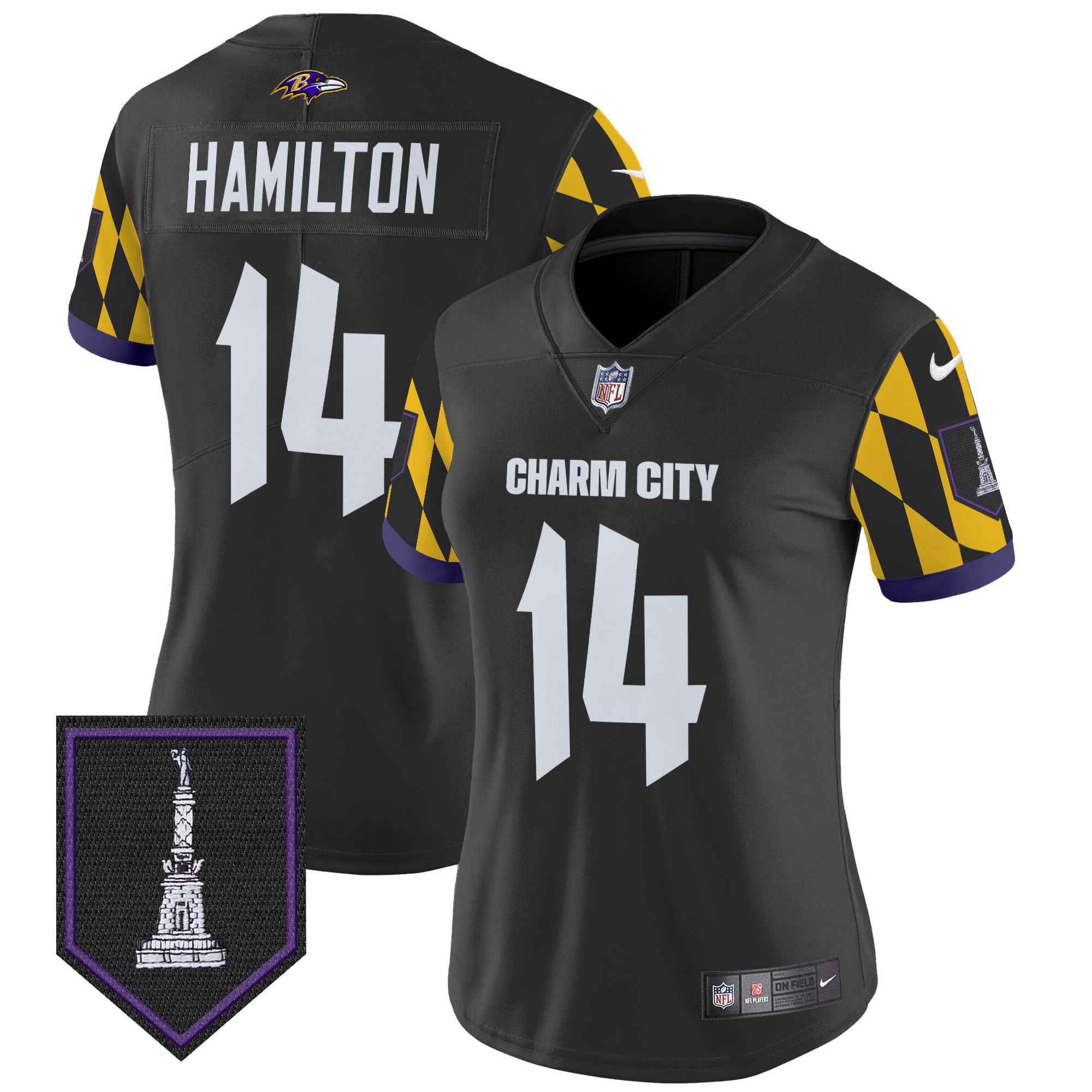 Kyle Hamilton Women's Baltimore Ravens City Edition Patch Vapor Limited Black Jersey - All Stitched