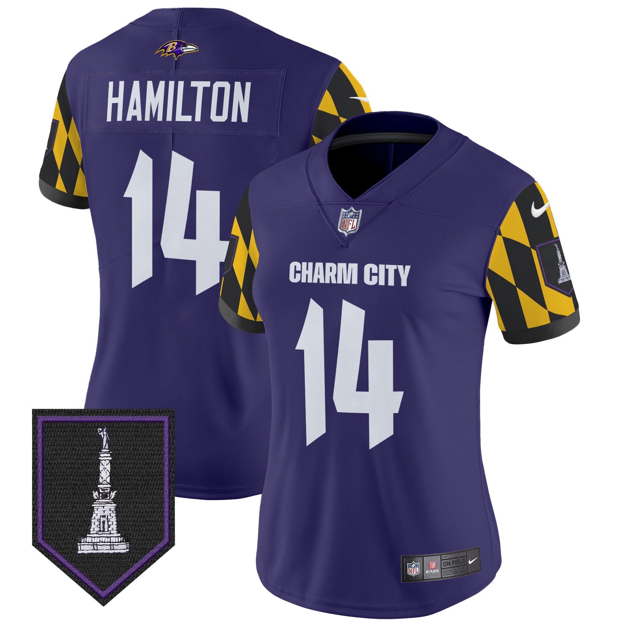 Kyle Hamilton Women's Baltimore Ravens City Edition Patch Vapor Limited Purple Jersey - All Stitched