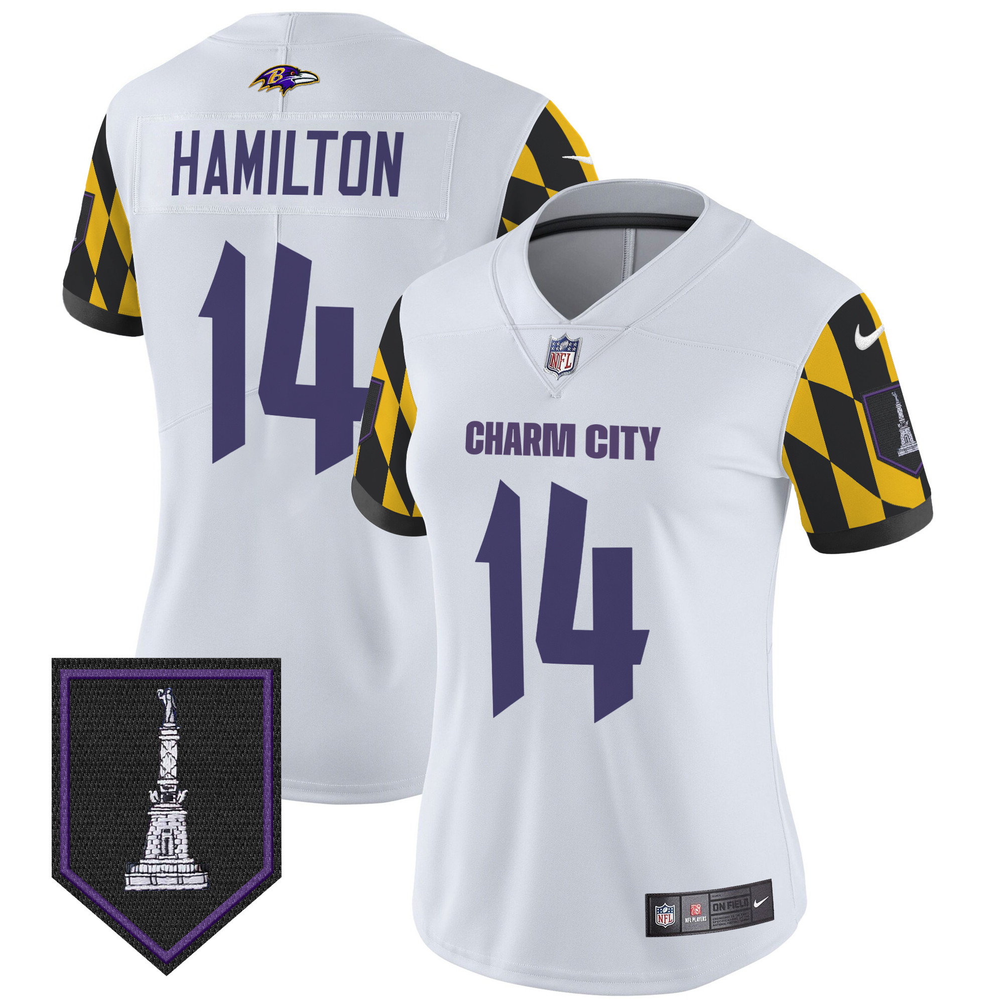 Kyle Hamilton Women's Baltimore Ravens City Edition Patch Vapor Limited White Jersey - All Stitched
