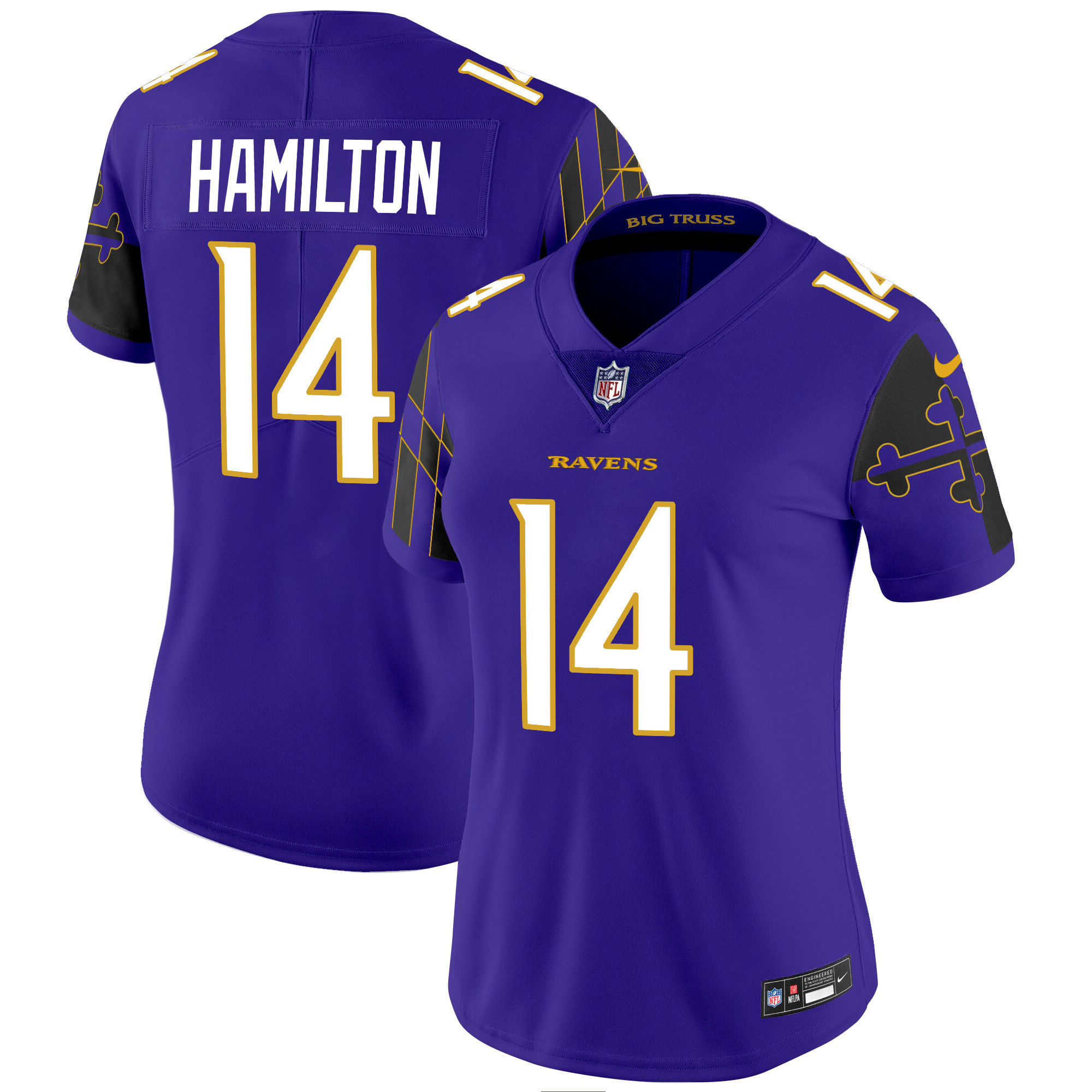 Kyle Hamilton Women's Baltimore Ravens Maryland Flag Vapor Limited Purple Jersey - All Stitched