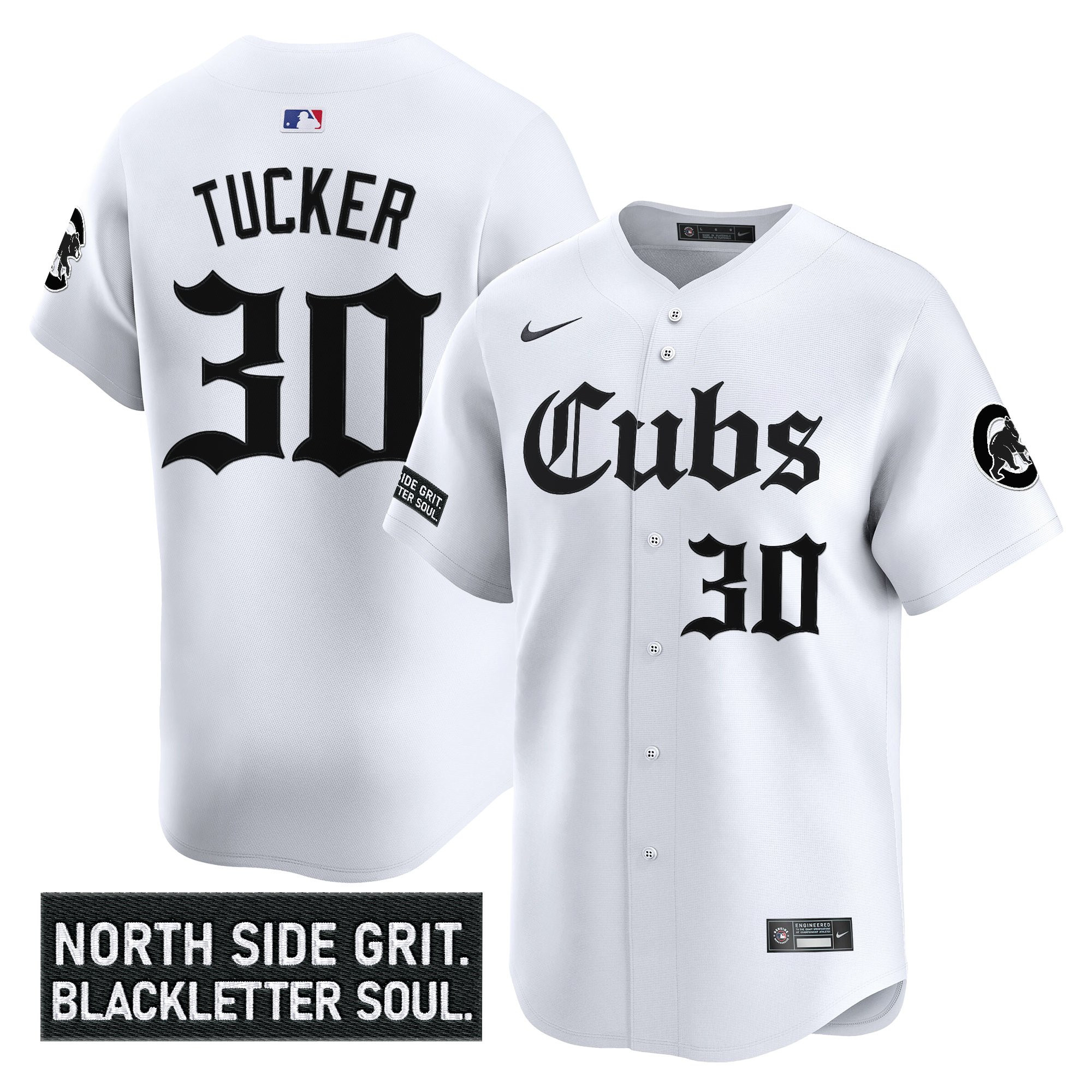 Kyle Tucker Men's Chicago Cubs 'Gothic North Side Edition' Vapor Premier Limited White Jersey - All Stitched