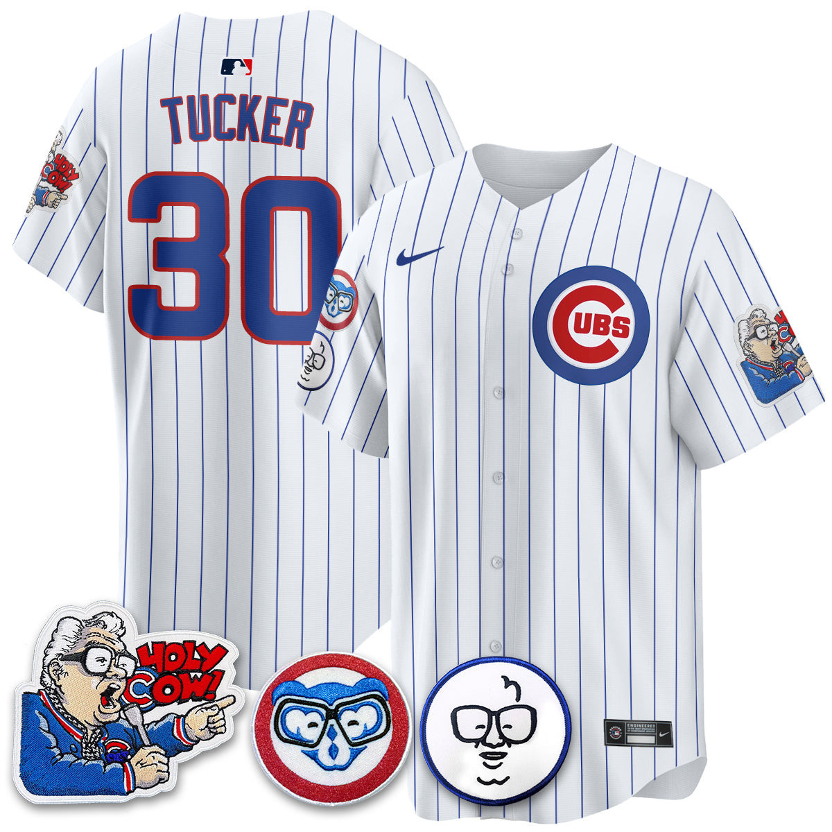 Kyle Tucker Men's Chicago Cubs Harry Caray Holy Cow Patch Premier Limited White Jersey - All Stitched
