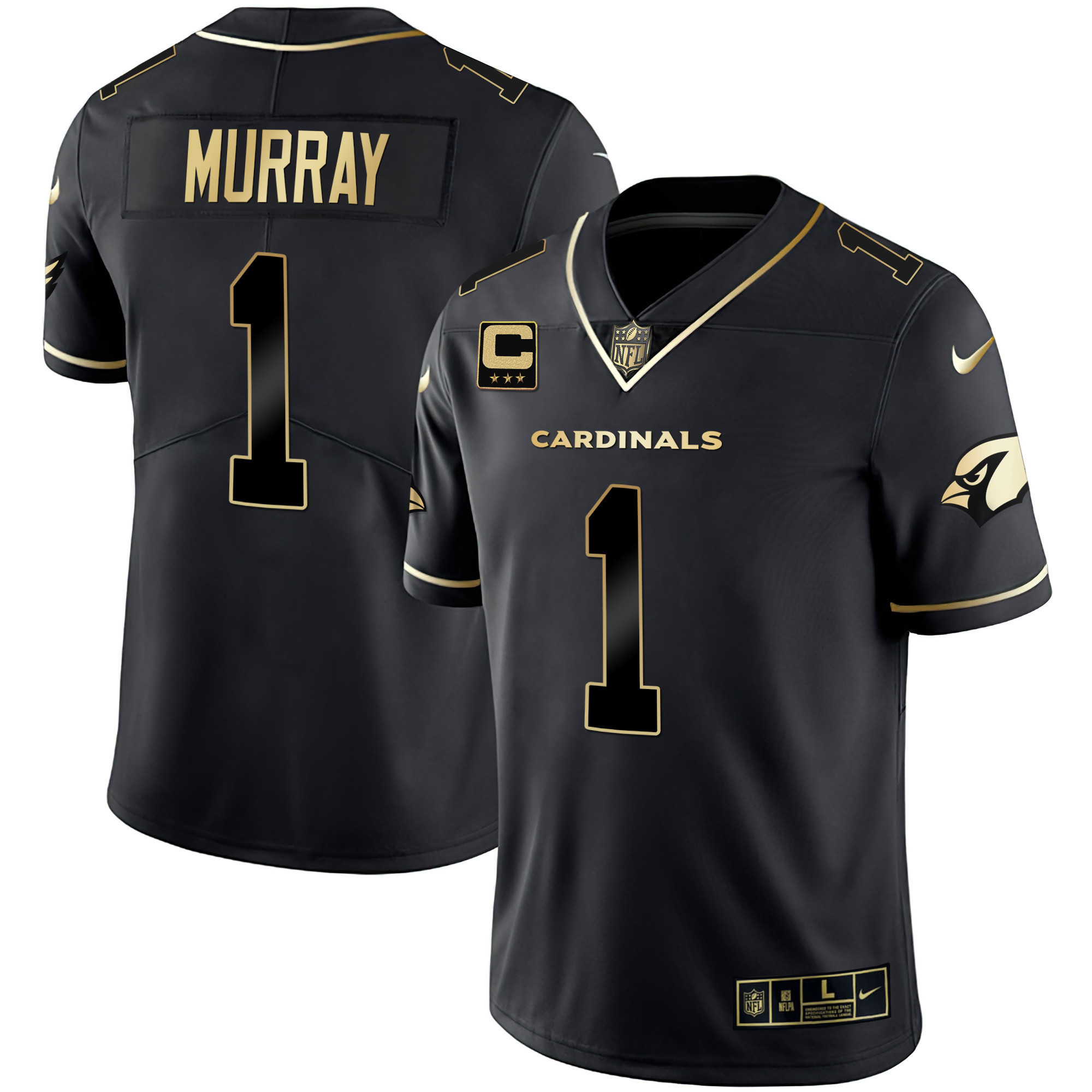 Kyler Murray Men's Arizona Cardinals Black Gold & White Gold Vapor Limited Black Gold Jersey - All Stitched