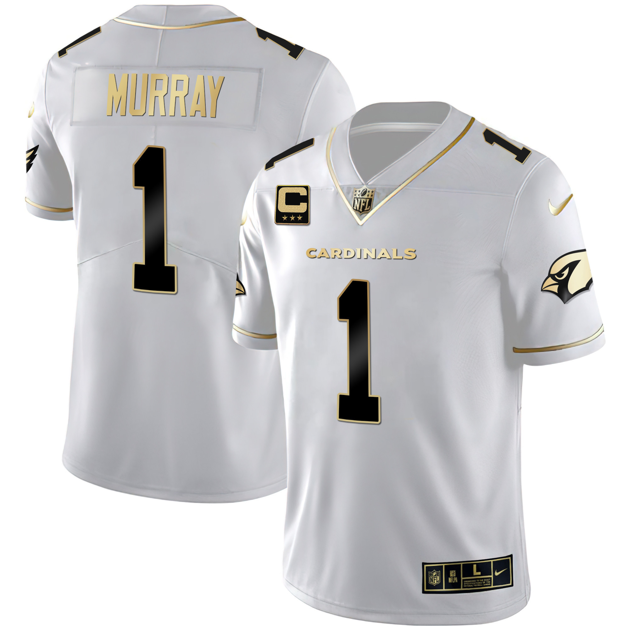 Kyler Murray Men's Arizona Cardinals Black Gold & White Gold Vapor Limited White Gold Jersey - All Stitched