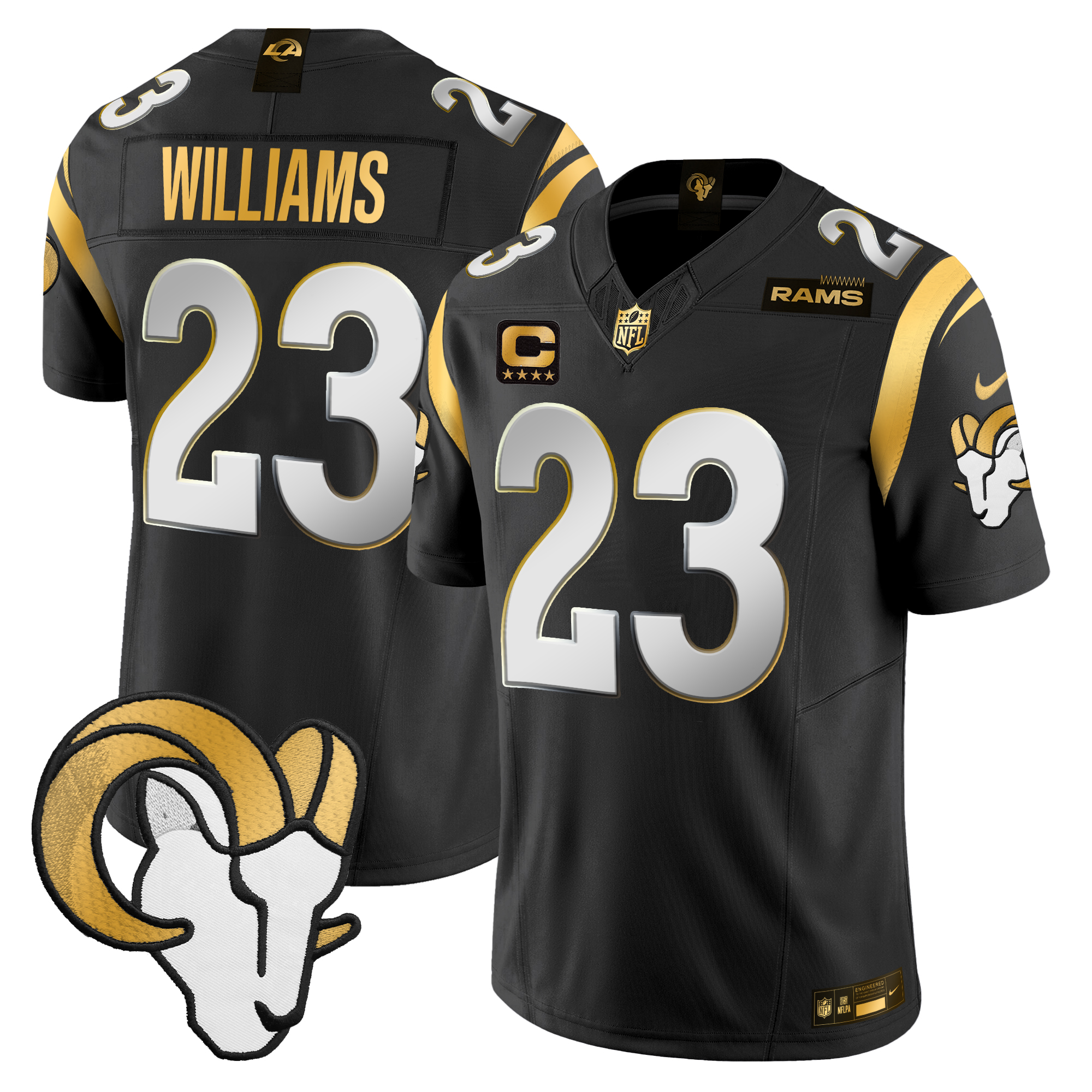 Kyren Williams Men's Los Angeles Rams 2024 Gold Vapor Limited Black Limited Jersey - All Stitched