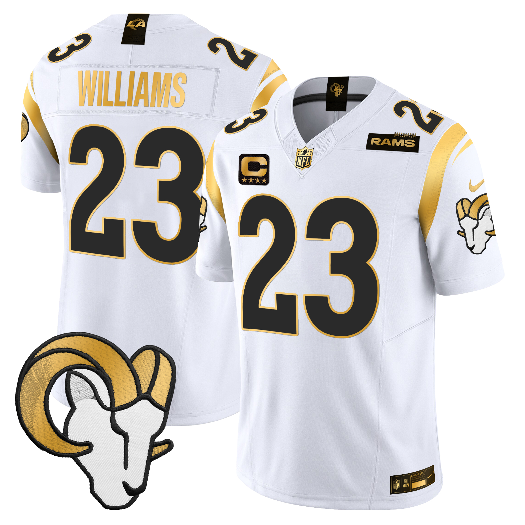 Kyren Williams Men's Los Angeles Rams 2024 Gold Vapor Limited White Jersey - All Stitched