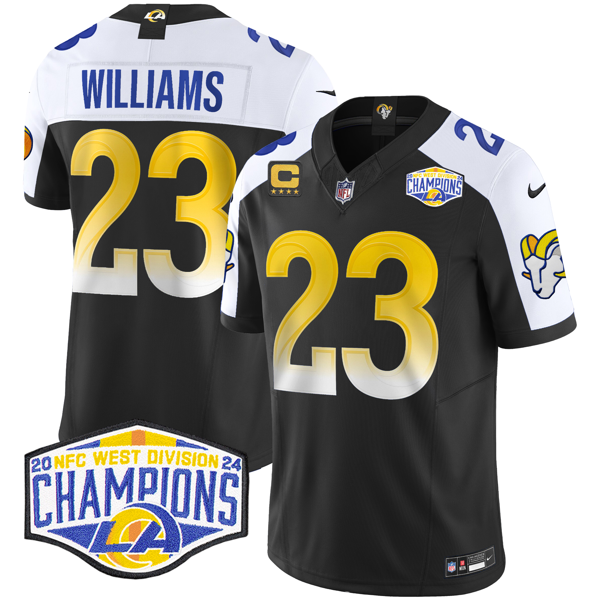 Kyren Williams Men's Los Angeles Rams 2024 NFC West Division Champions Vapor Limited Black Alternate Jersey - All Stitched