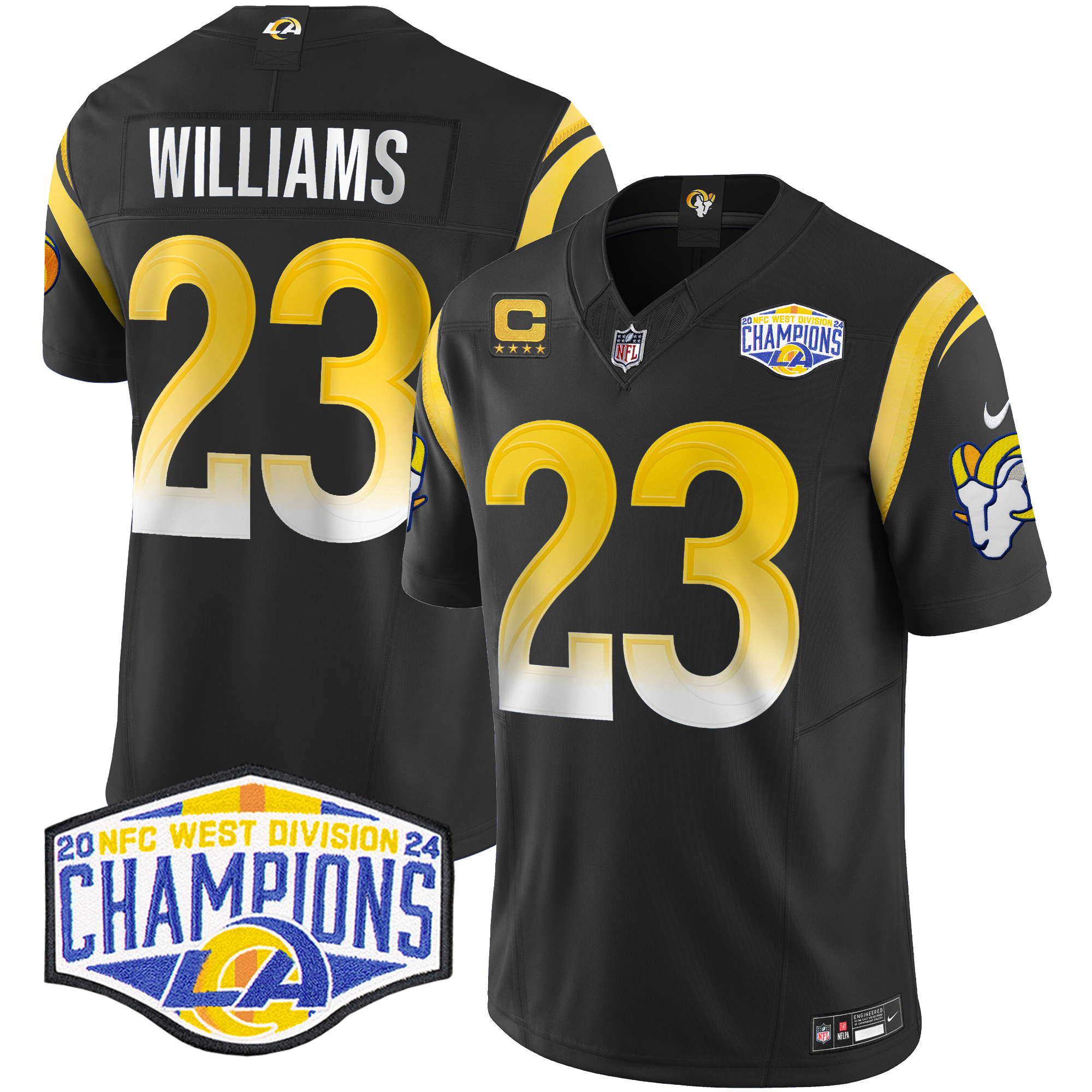 Kyren Williams Men's Los Angeles Rams 2024 NFC West Division Champions Vapor Limited Black Jersey - All Stitched