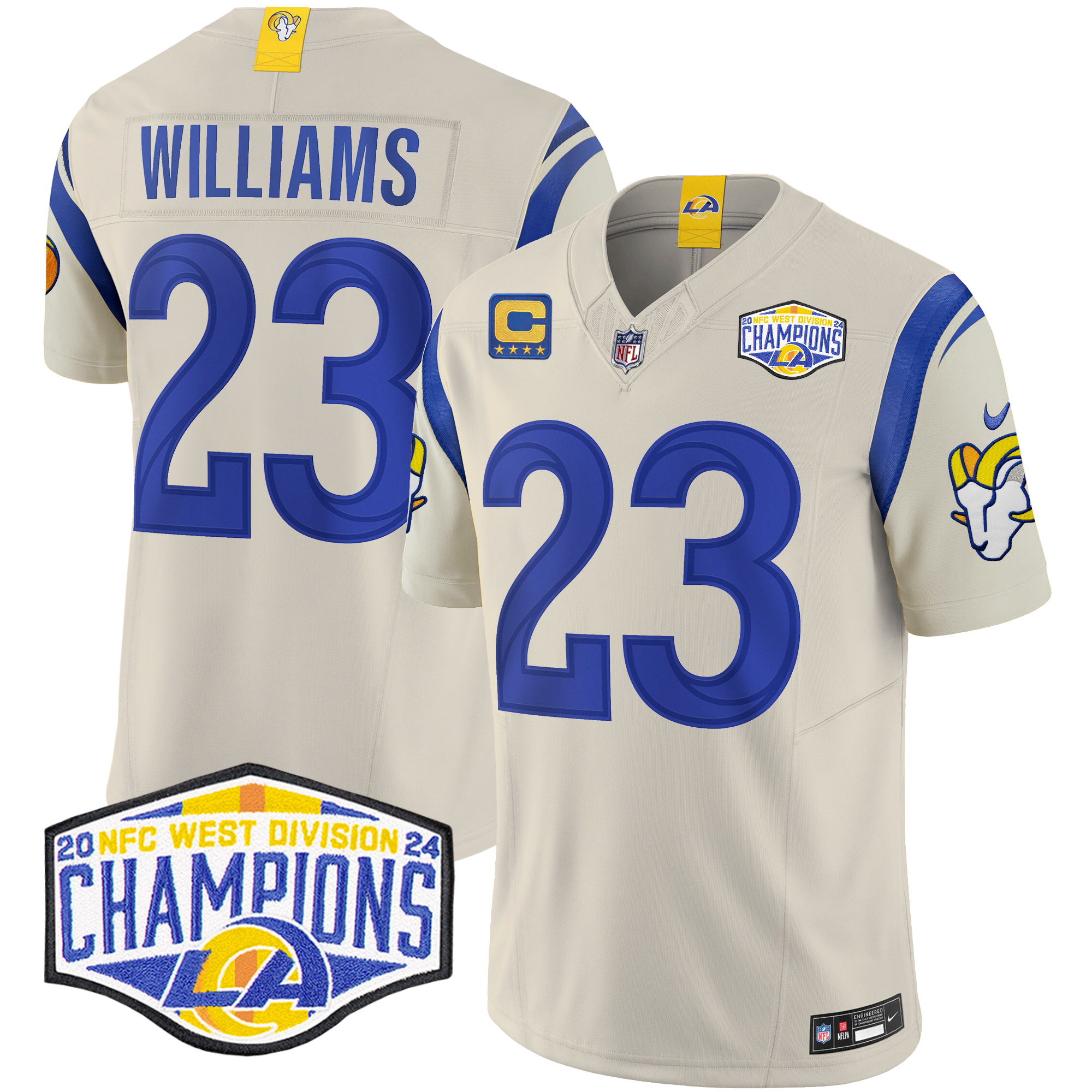 Kyren Williams Men's Los Angeles Rams 2024 NFC West Division Champions Vapor Limited Bone Jersey - All Stitched