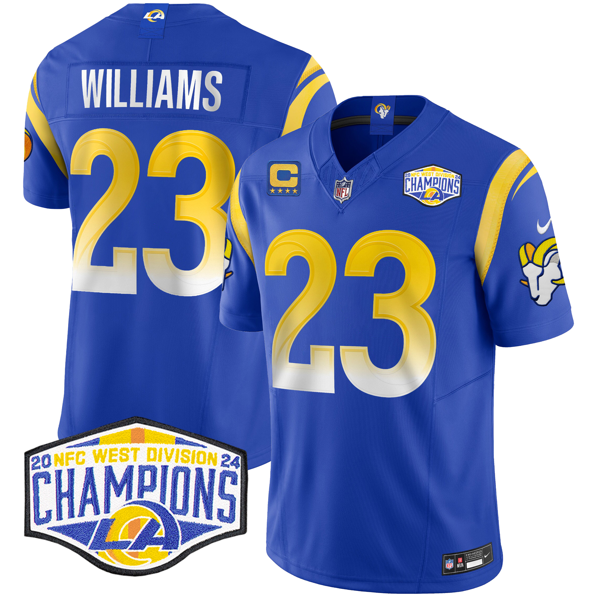 Kyren Williams Men's Los Angeles Rams 2024 NFC West Division Champions Vapor Limited Royal Jersey - All Stitched