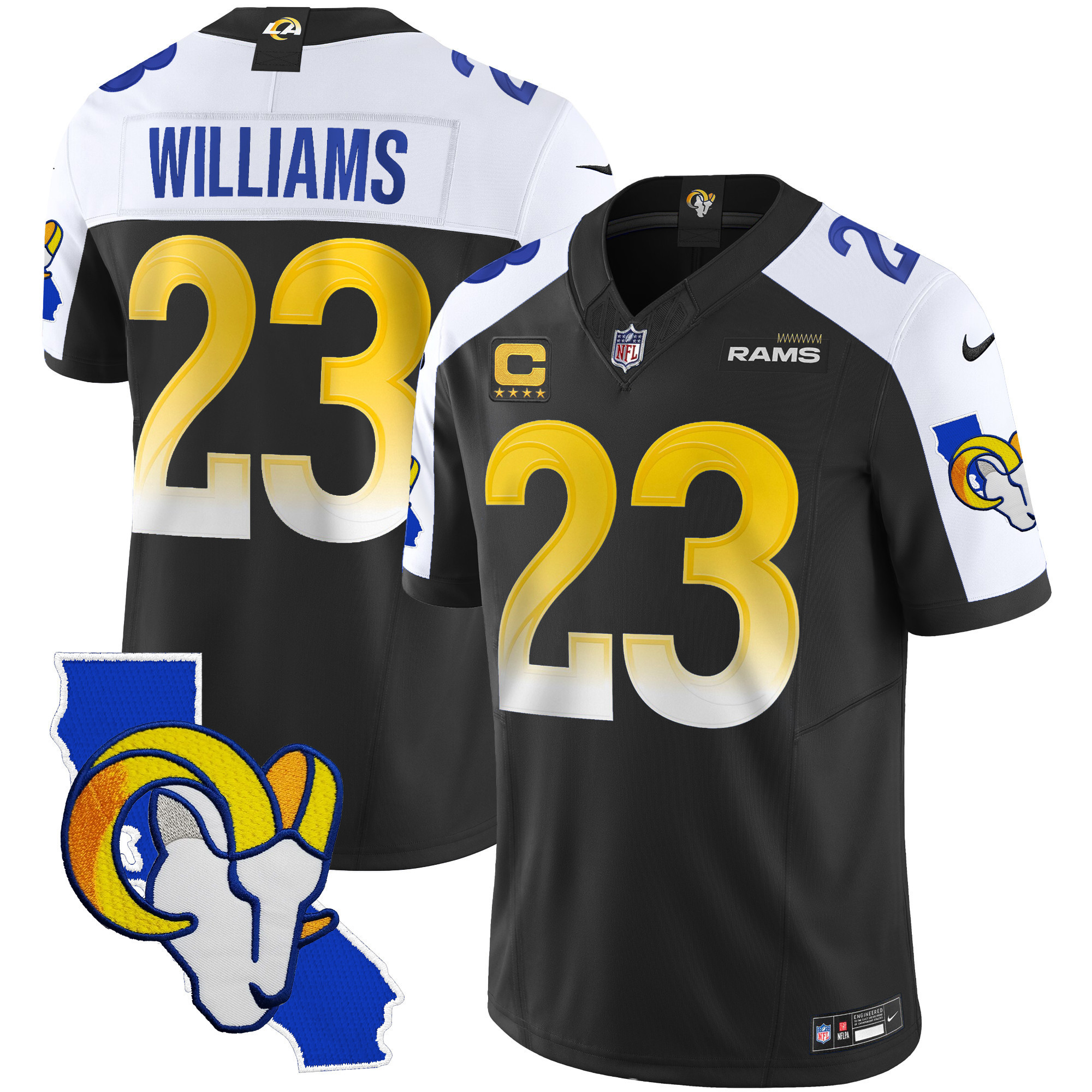 Kyren Williams Men's Los Angeles Rams California Patch Vapor Limited Black Alternate Jersey - All Stitched