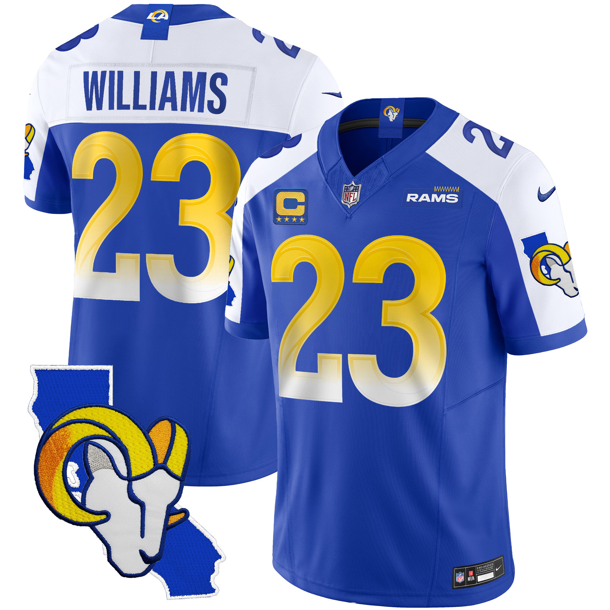 Kyren Williams Men's Los Angeles Rams California Patch Vapor Limited Royal Alternate Jersey - All Stitched