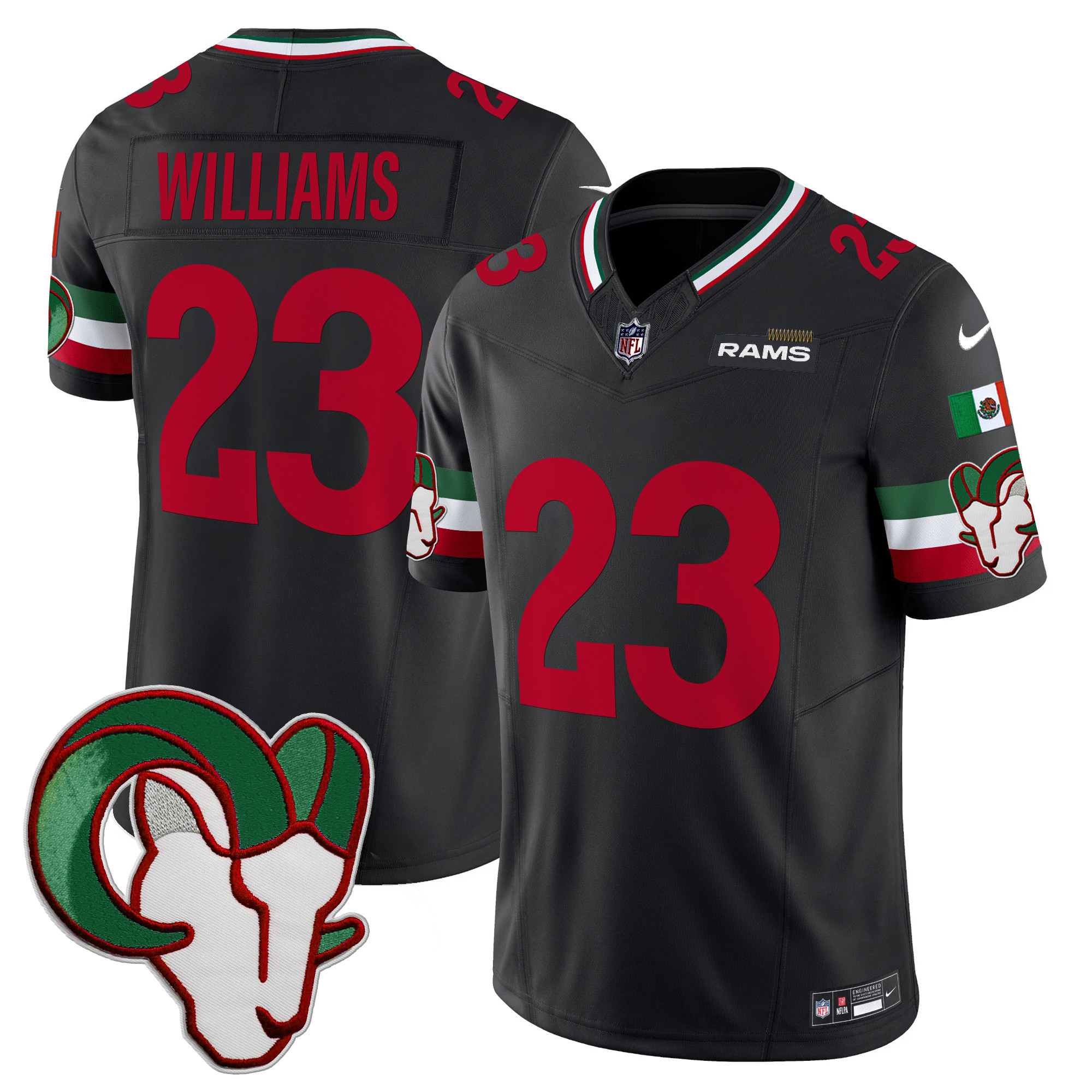 Kyren Williams Men's Los Angeles Rams Mexico Vapor Limited Black Jersey - All Stitched
