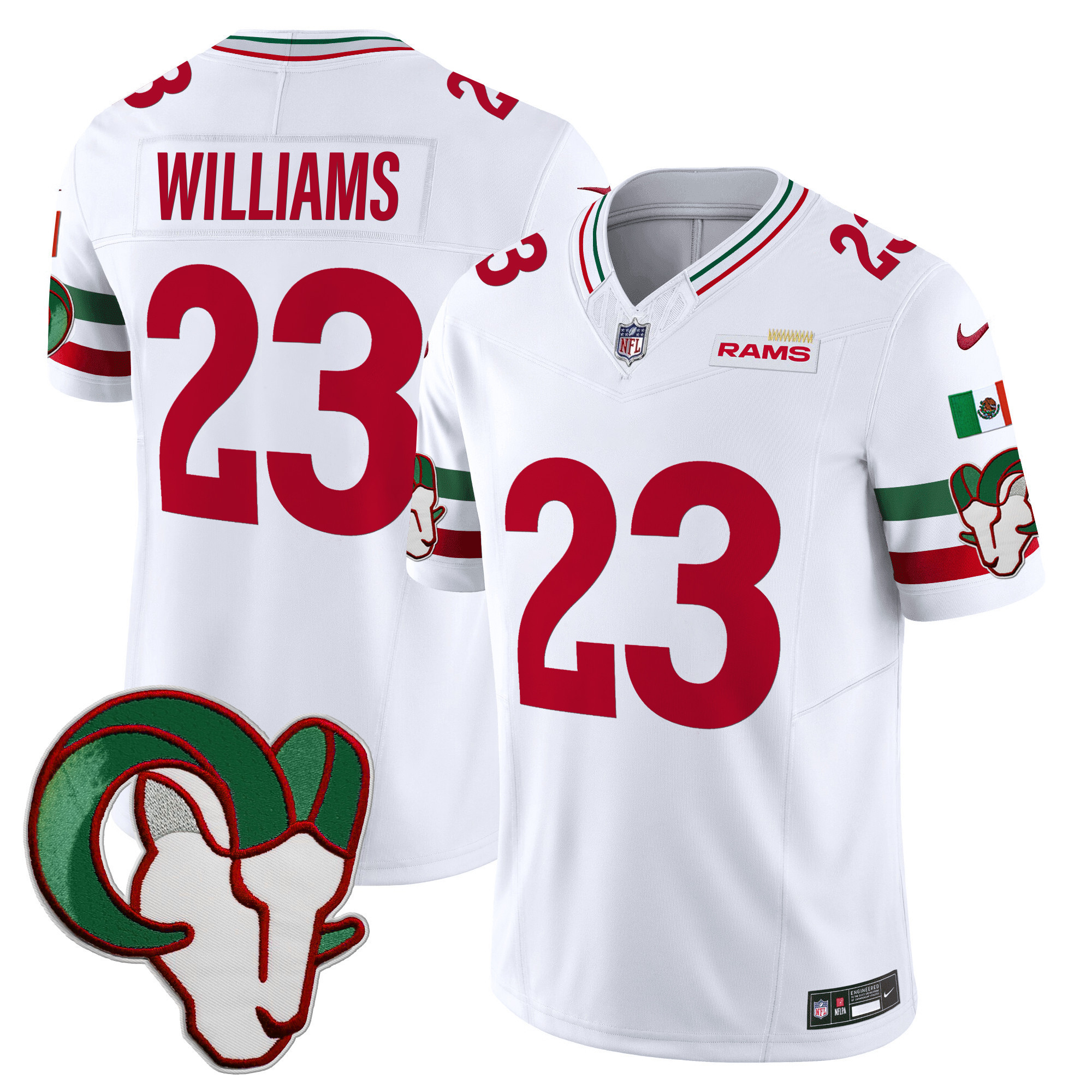 Kyren Williams Men's Los Angeles Rams Mexico Vapor Limited White Jersey - All Stitched