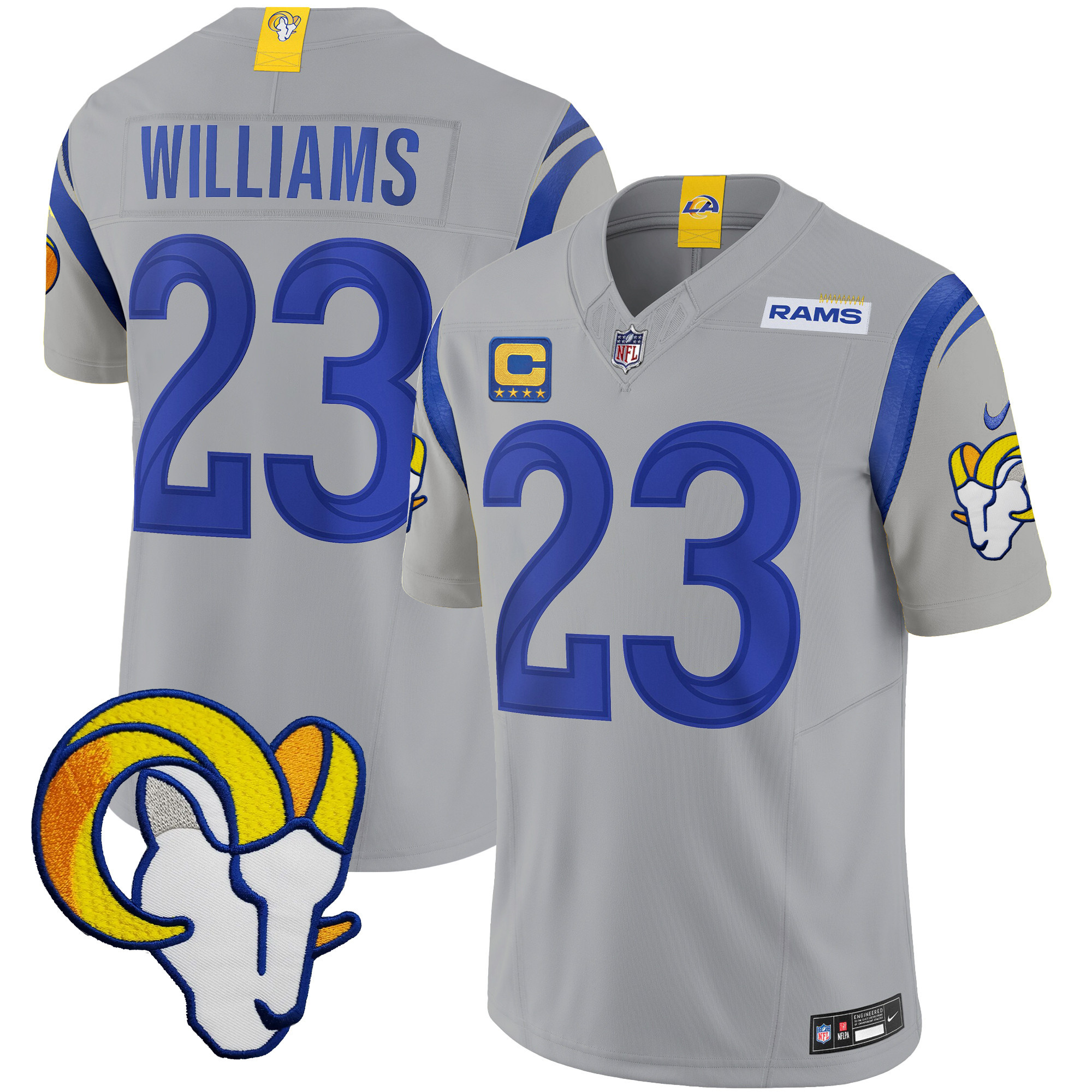 Kyren Williams Men's Los Angeles Rams Vapor Limited Gray Jersey - All Stitched
