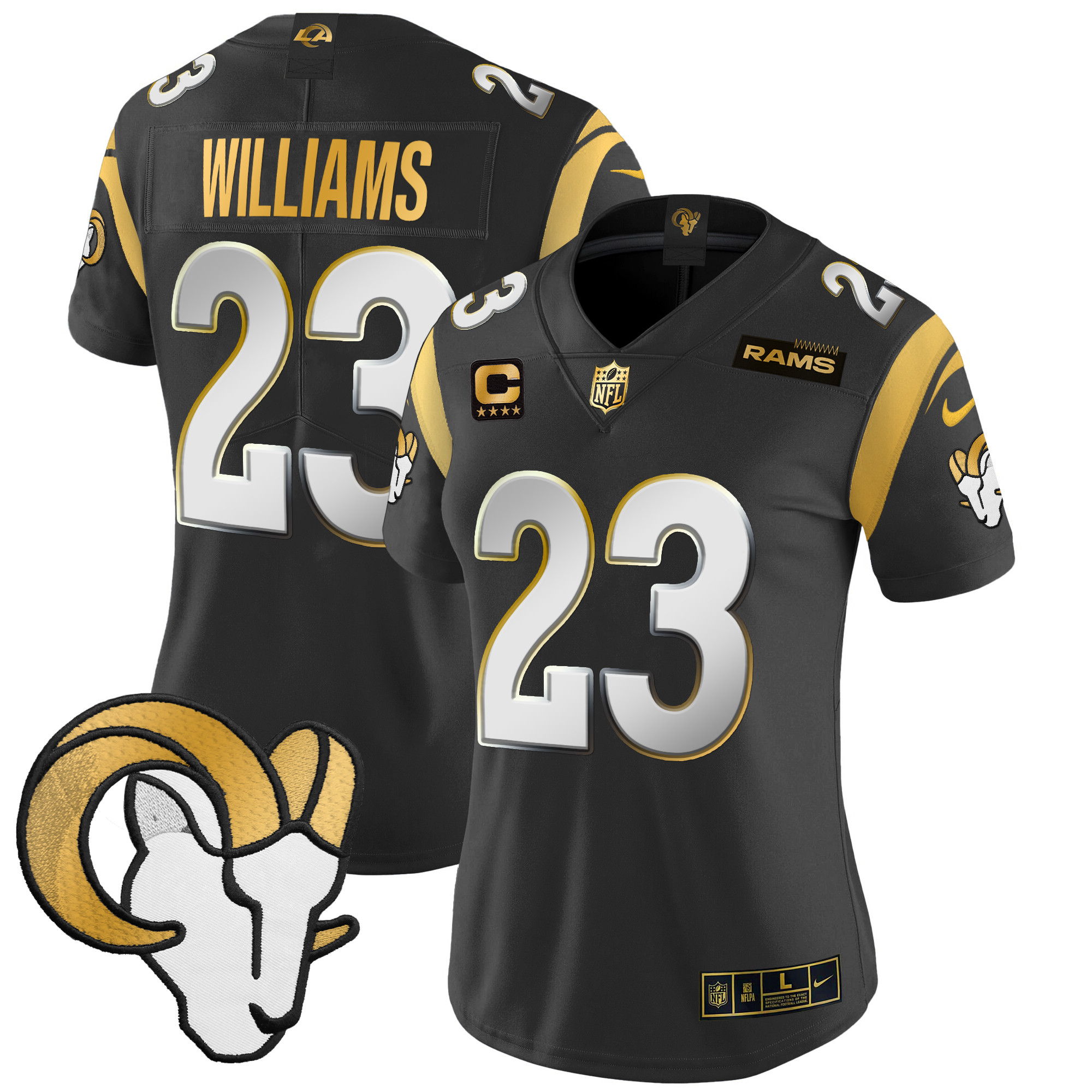 Kyren Williams Women's Los Angeles Rams 2024 Gold Vapor Limited Black Limited Jersey - All Stitched