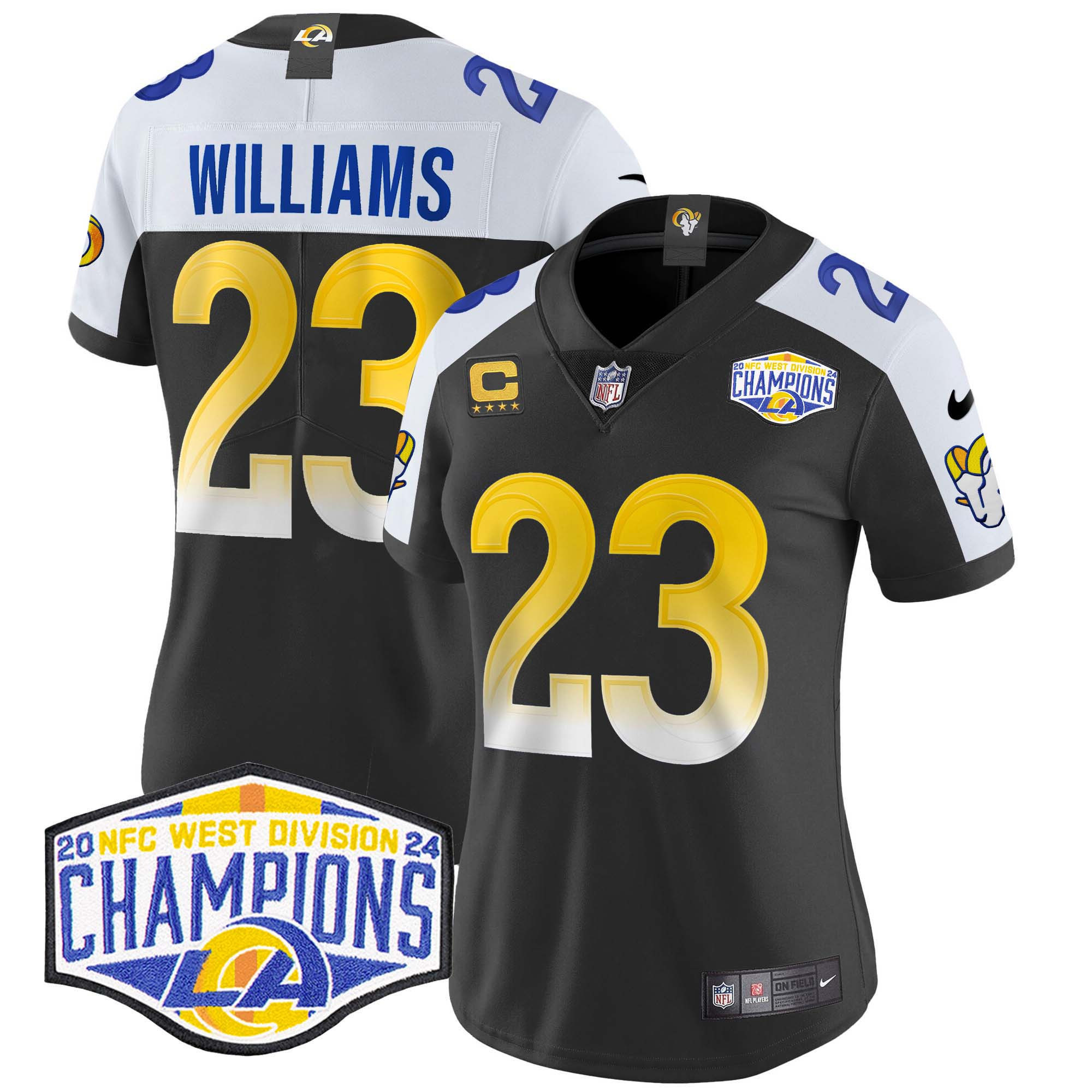 Kyren Williams Women's Los Angeles Rams 2024 NFC West Division Champions Vapor Limited Black Alternate Jersey - All Stitched