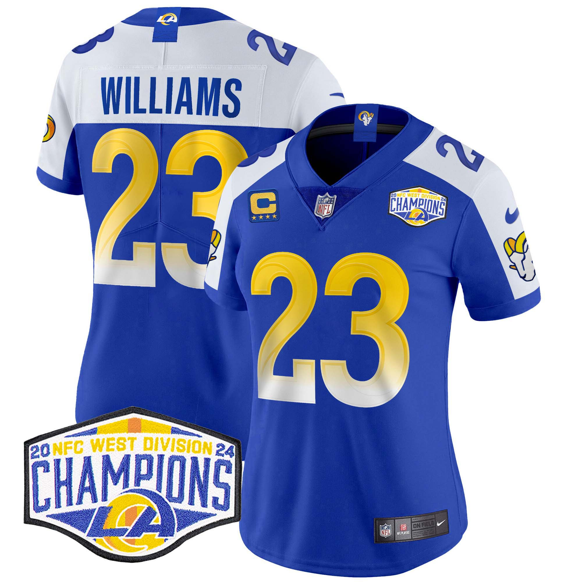 Kyren Williams Women's Los Angeles Rams 2024 NFC West Division Champions Vapor Limited Royal Alternate Jersey - All Stitched