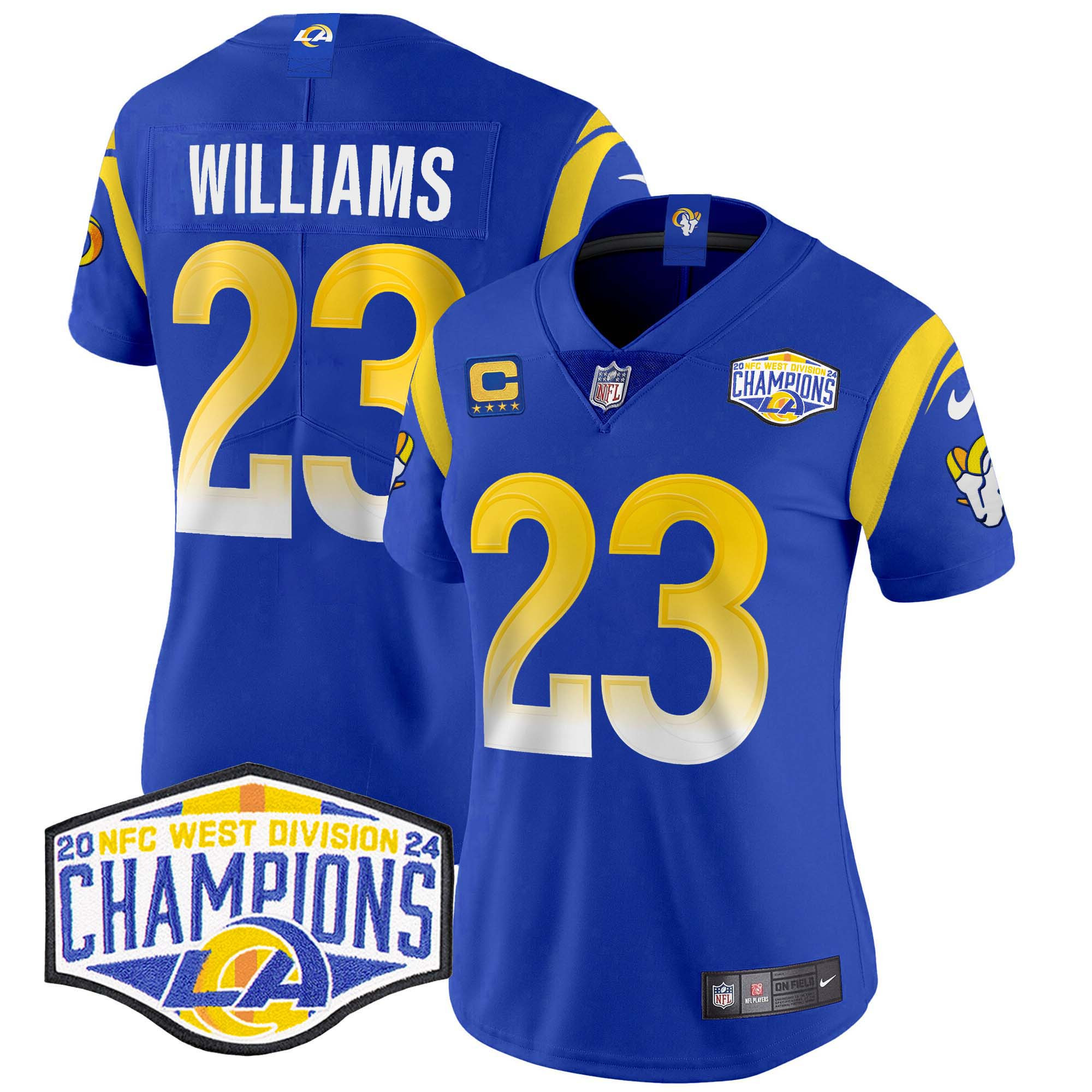 Kyren Williams Women's Los Angeles Rams 2024 NFC West Division Champions Vapor Limited Royal Jersey - All Stitched