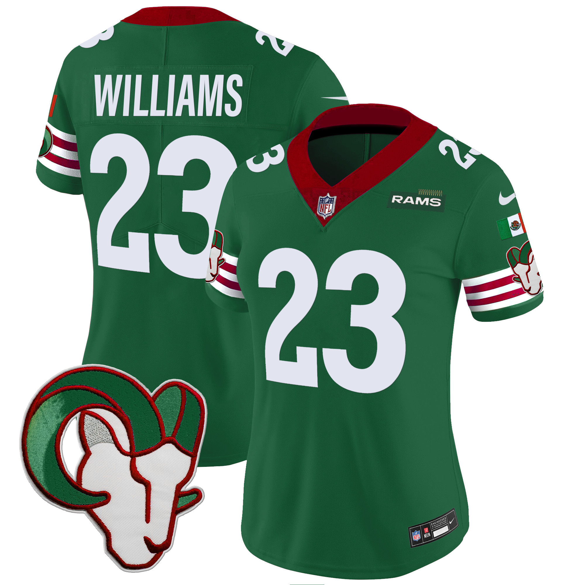 Kyren Williams Women's Los Angeles Rams Mexico Vapor Limited Green Jersey - All Stitched
